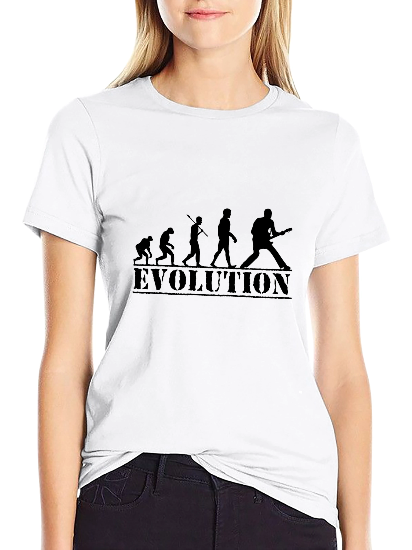 Camiseta Negra Evolución Guitarra Hombre