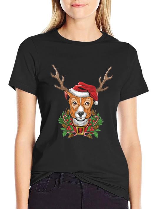 Camiseta Hombre Diseño Navideño Perro Reno