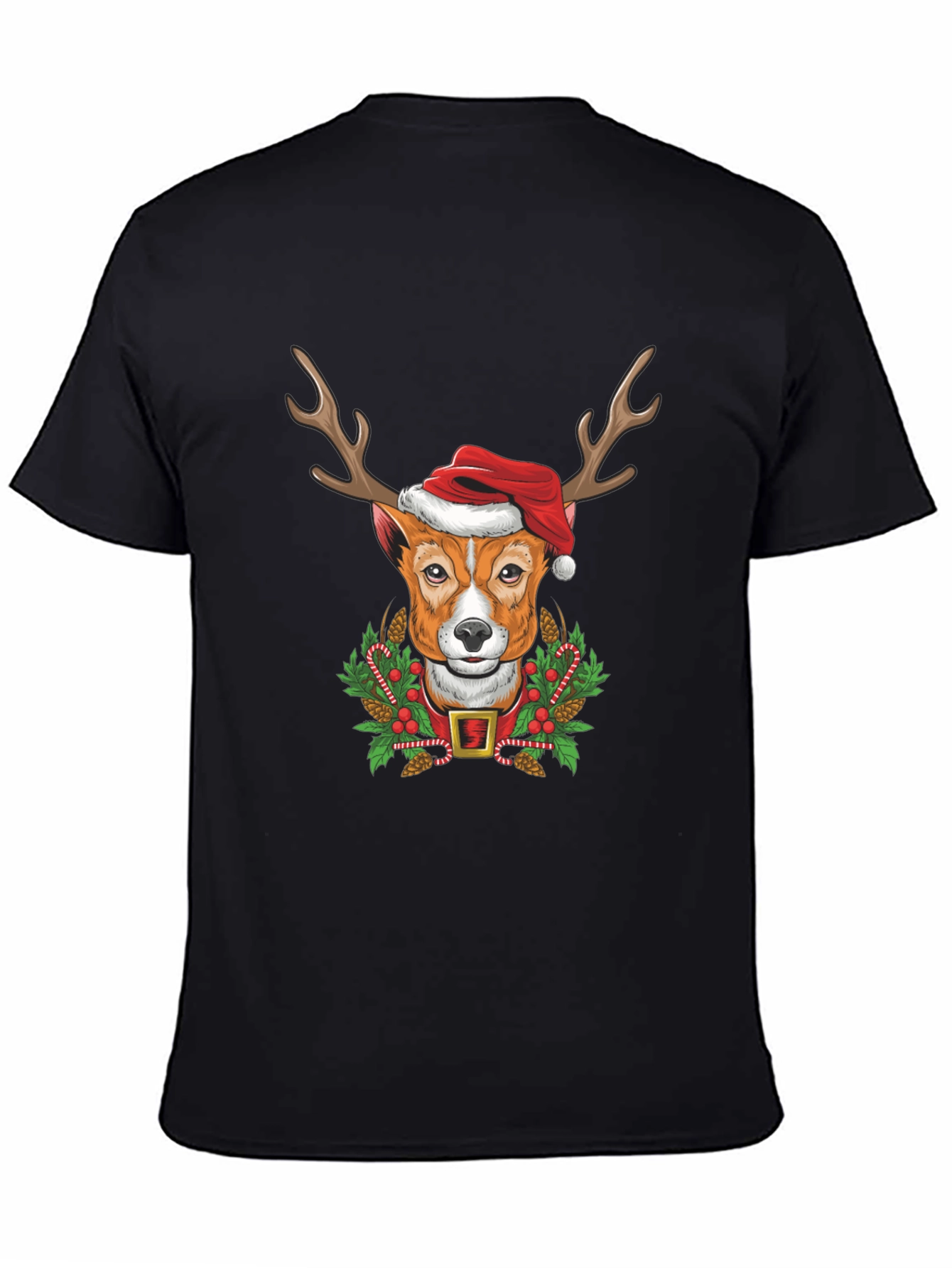 Camiseta Hombre Diseño Navideño Perro Reno