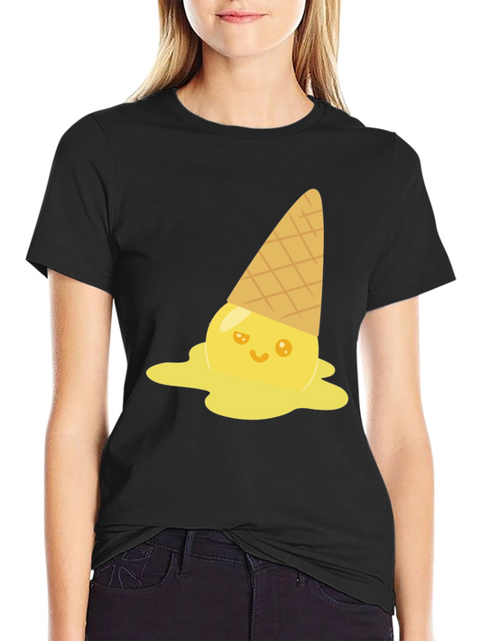 Camiseta Negra con Helado Derretido Kawaii