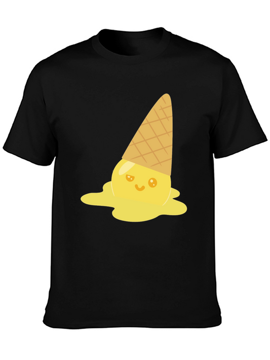 Camiseta Negra con Helado Derretido Kawaii