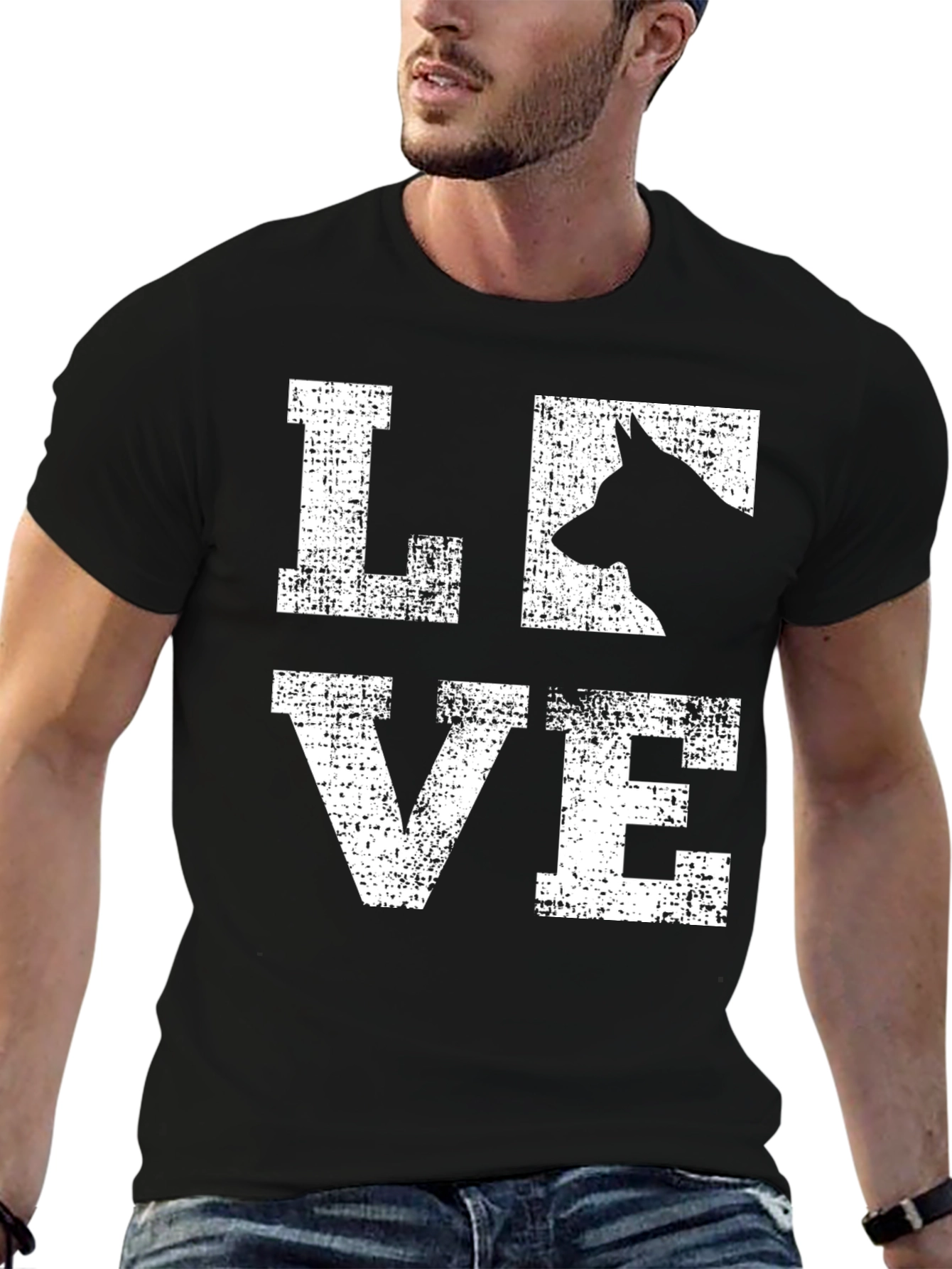 Camiseta Negra Love con Silueta de Perro