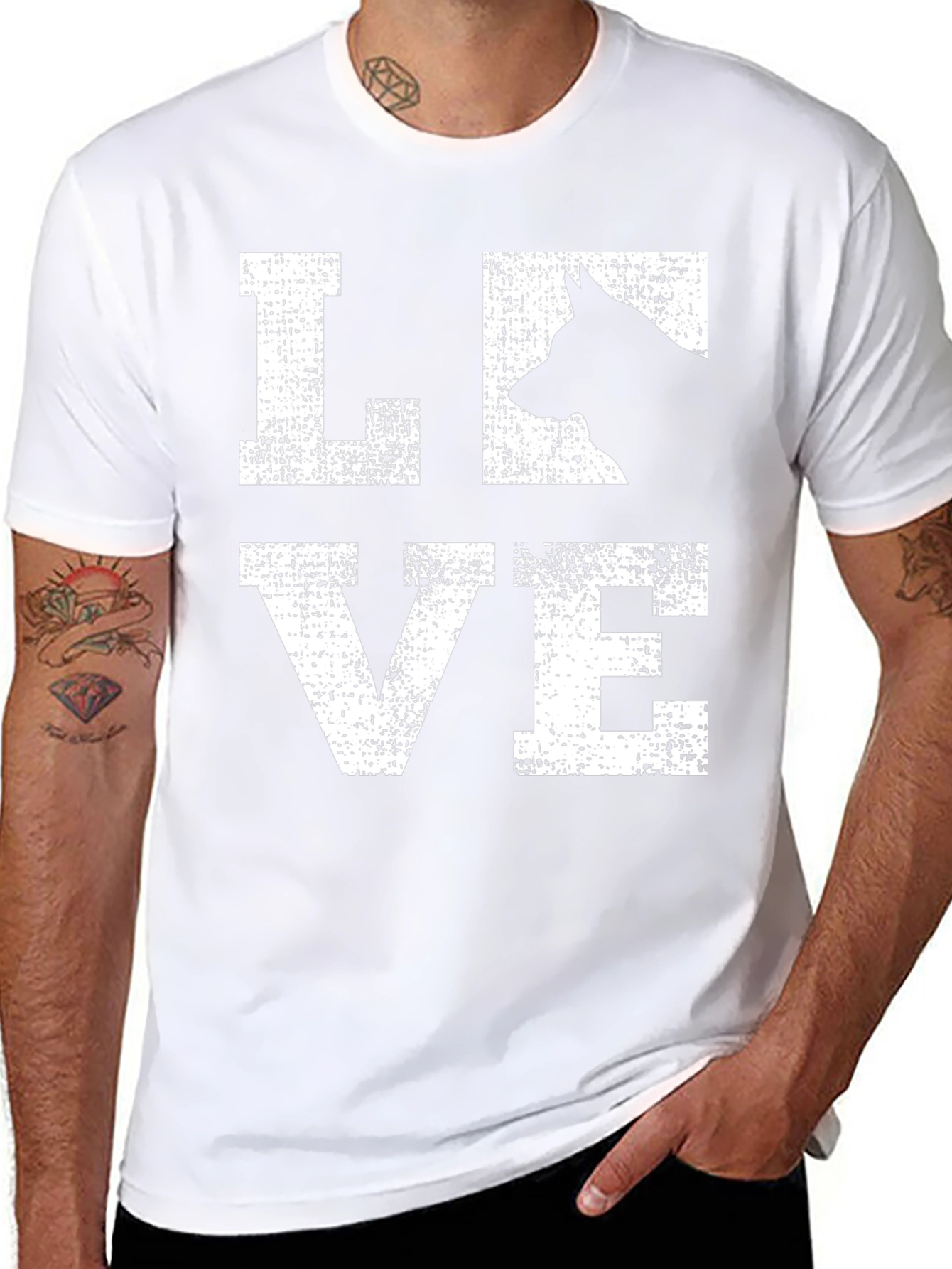 Camiseta Negra Love con Silueta de Perro