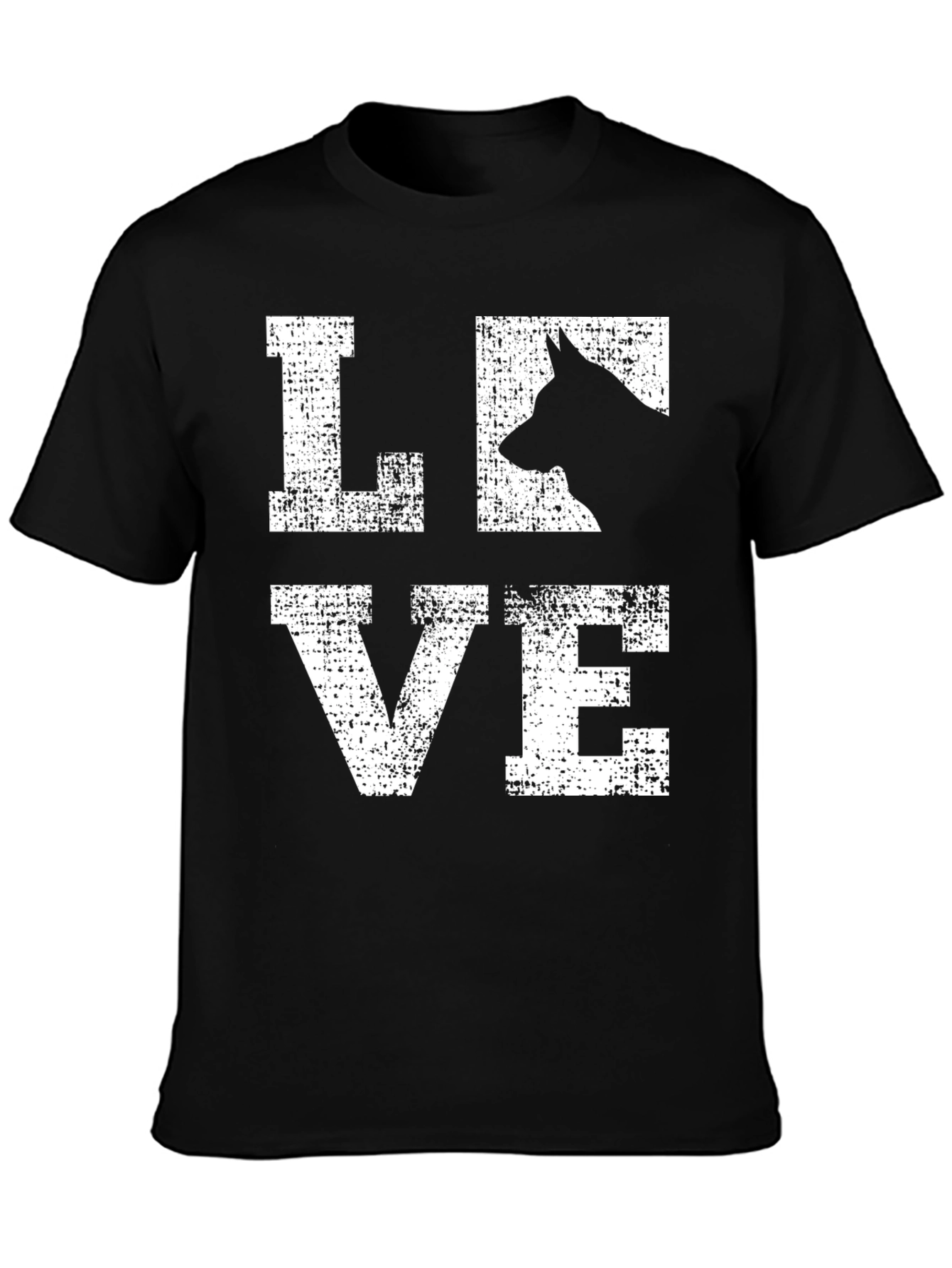 Camiseta Negra Love con Silueta de Perro