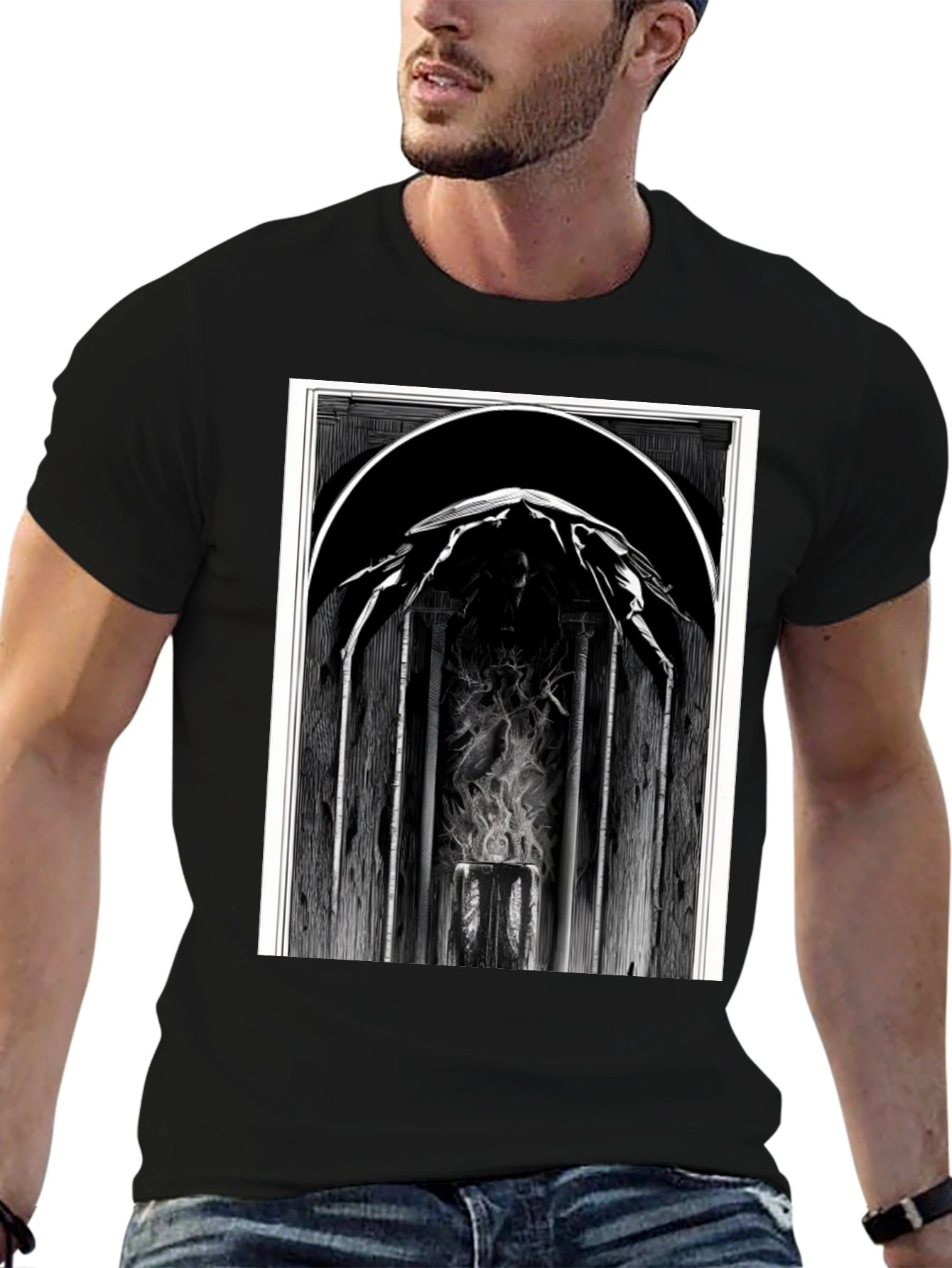 Camiseta Negra con Diseño Gótico