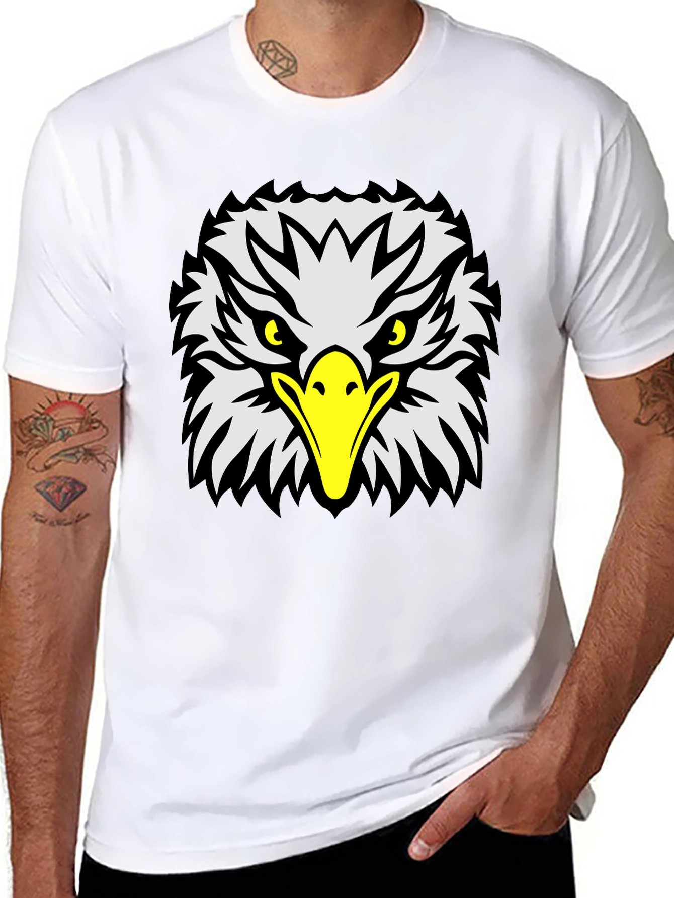 Camiseta Hombre Negra con Estampado Águila
