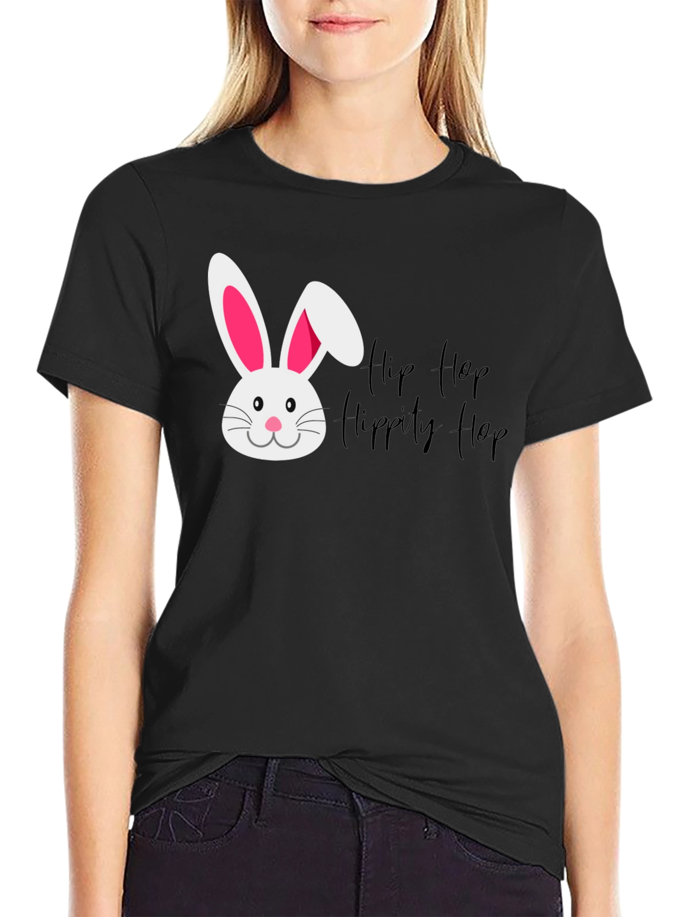 Camiseta Negra Conejo Hip Hop Hippity Hop Pascua