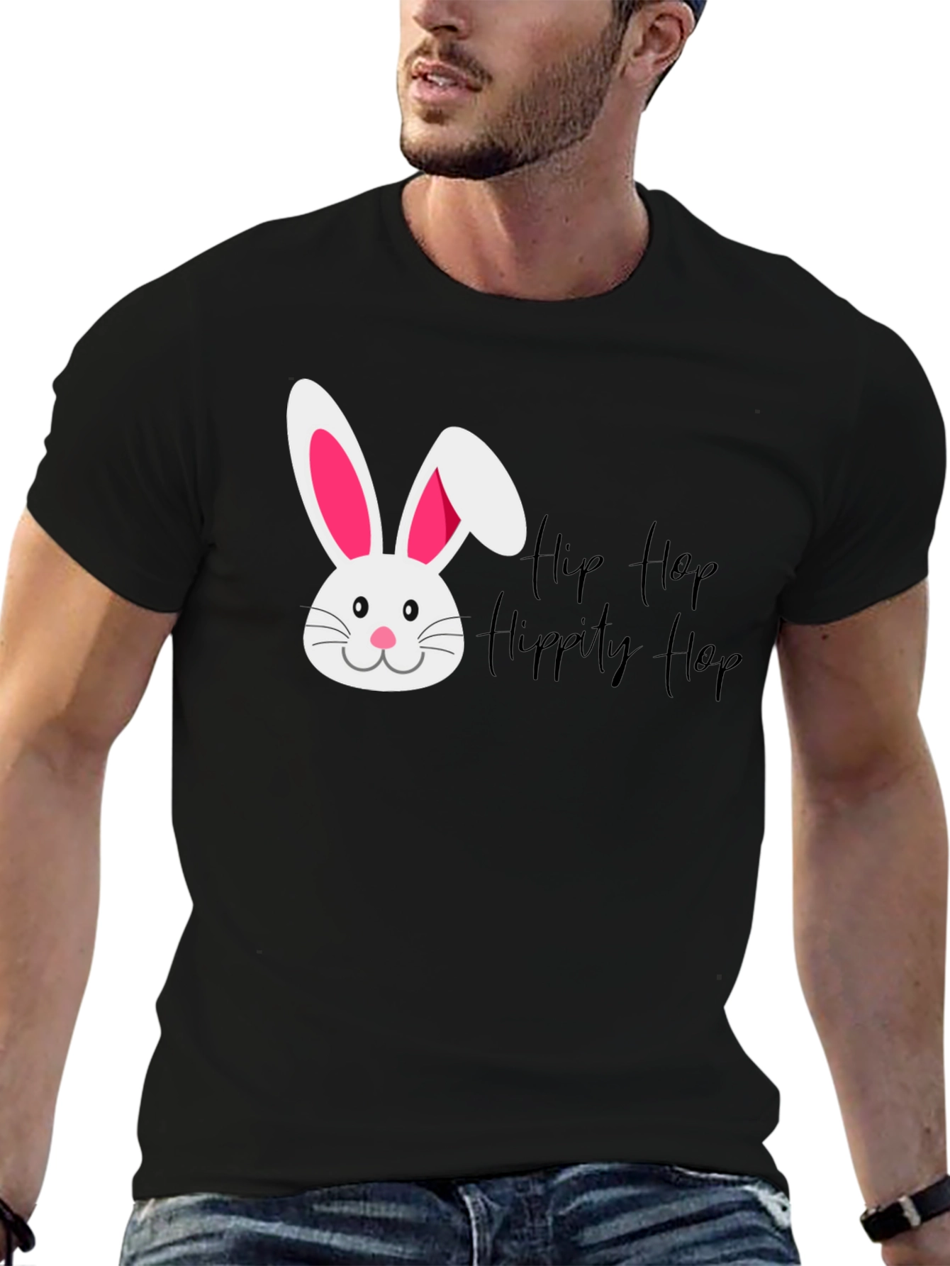 Camiseta Negra Conejo Hip Hop Hippity Hop Pascua