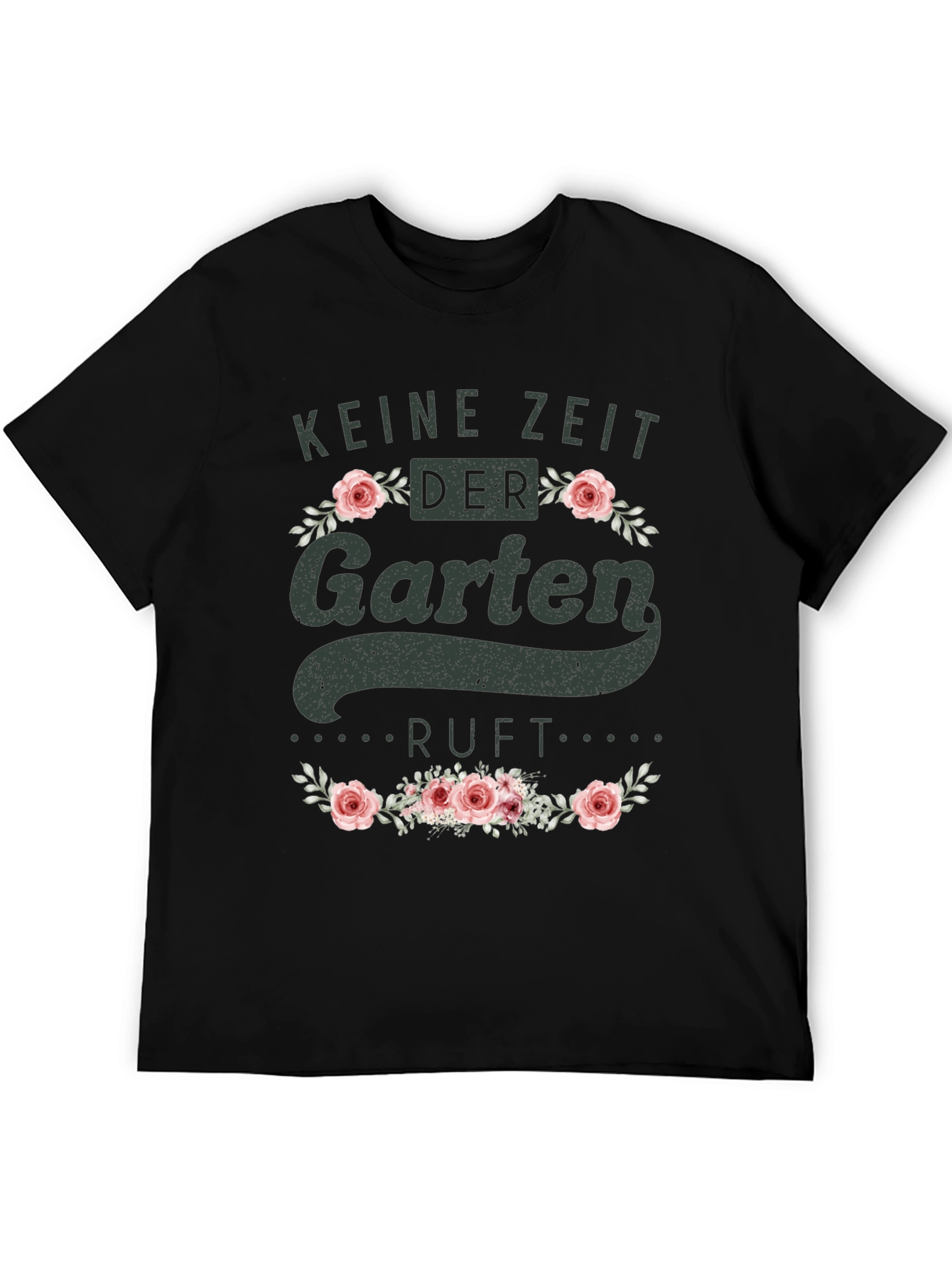 Camiseta Negra con Diseño de Jardinería Floral