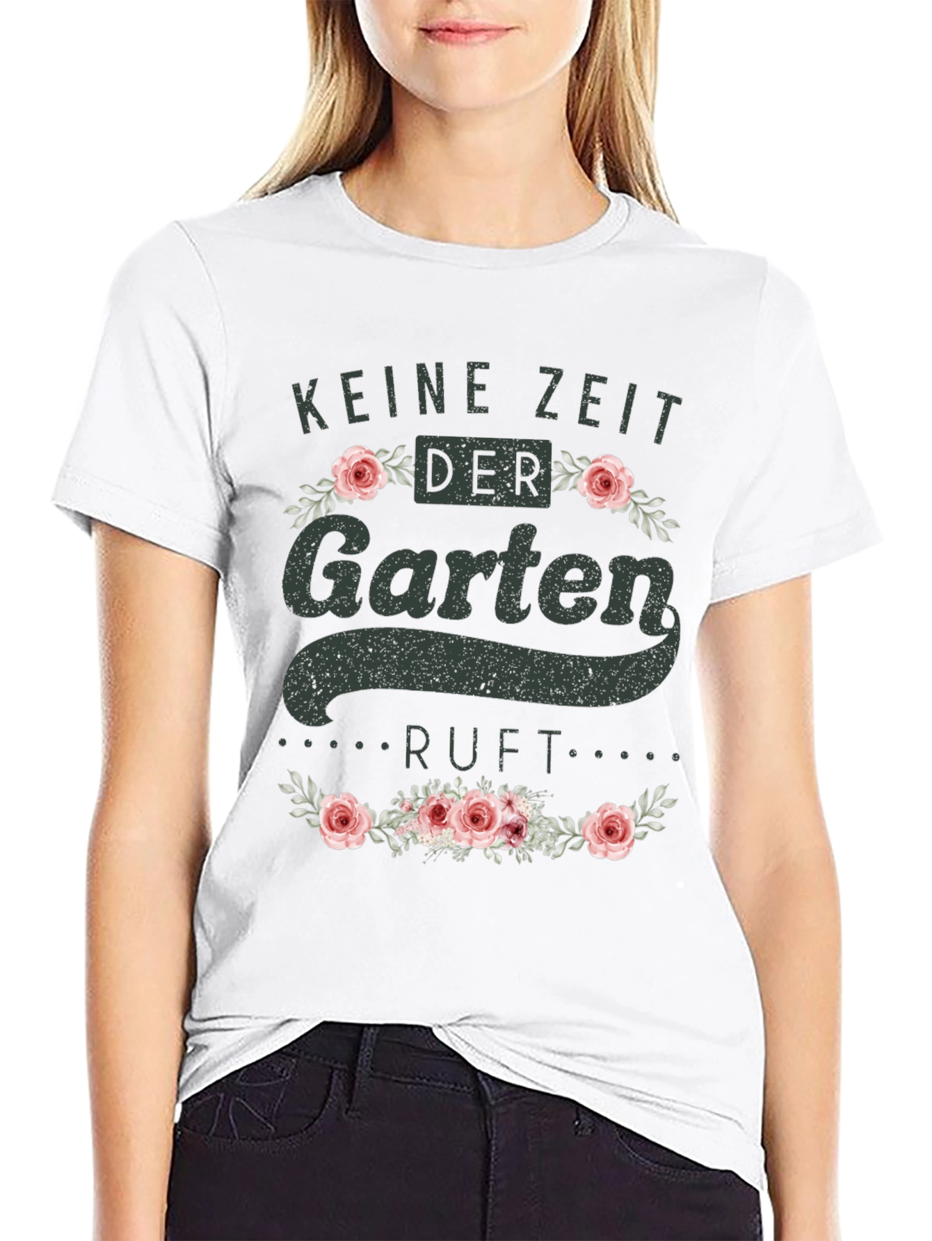Camiseta Negra con Diseño de Jardinería Floral