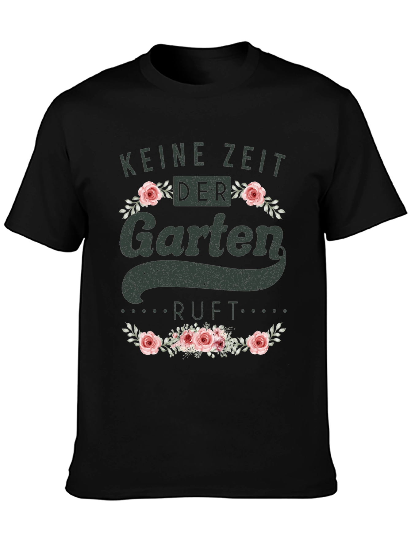Camiseta Negra con Diseño de Jardinería Floral