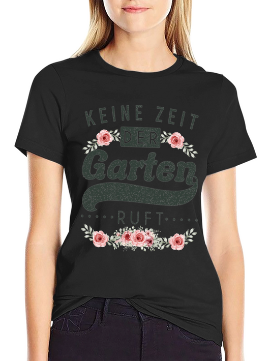 Camiseta Negra con Diseño de Jardinería Floral