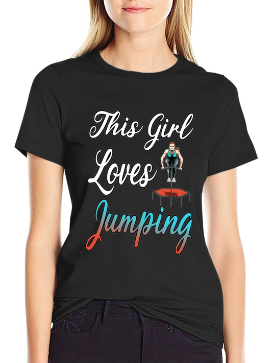 Camiseta Negra con Diseño de Salto para Mujer