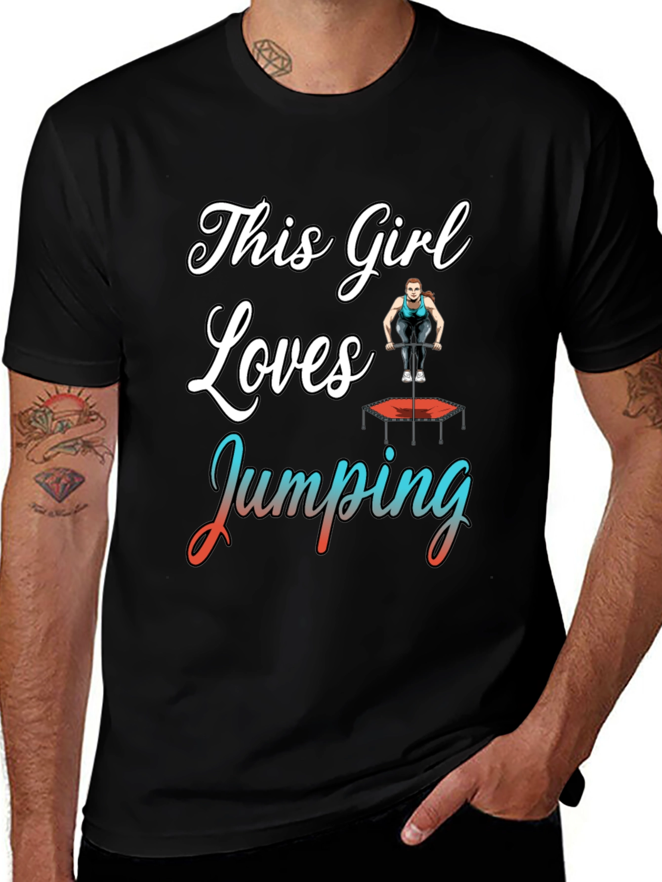 Camiseta Negra con Diseño de Salto para Mujer