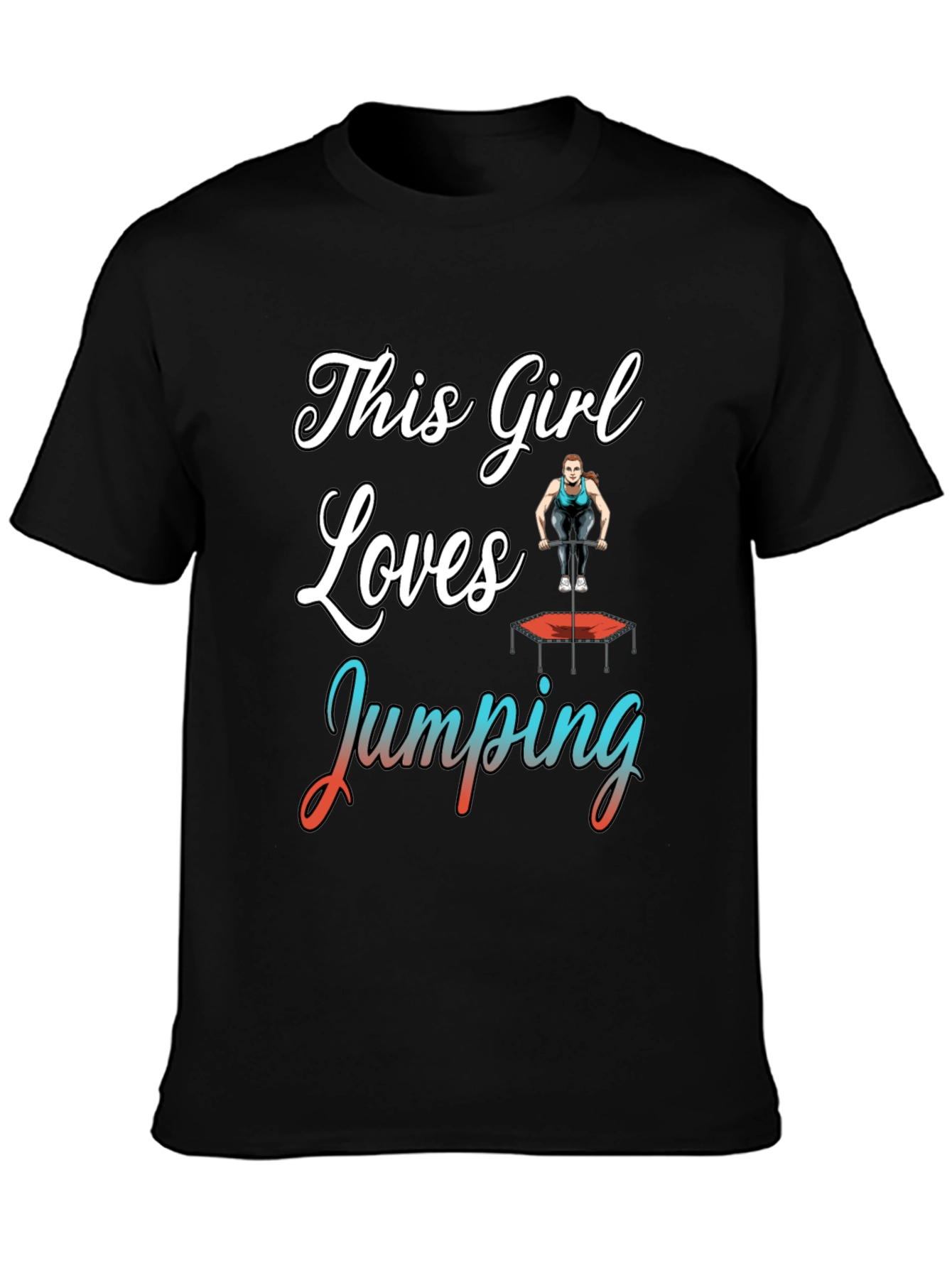 Camiseta Negra con Diseño de Salto para Mujer