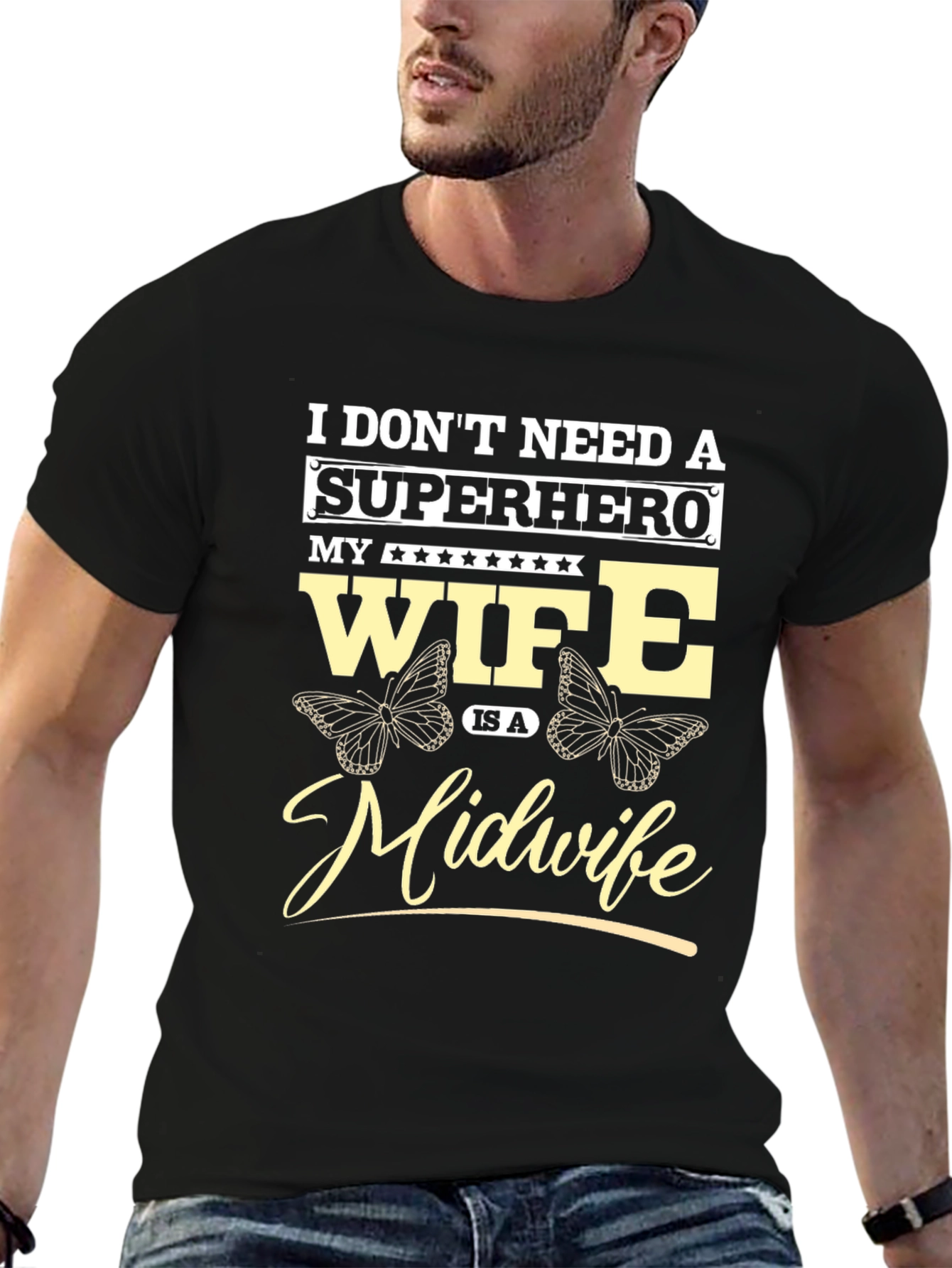 Camiseta Negra: Mi Esposa Mi Superheroína Matrona