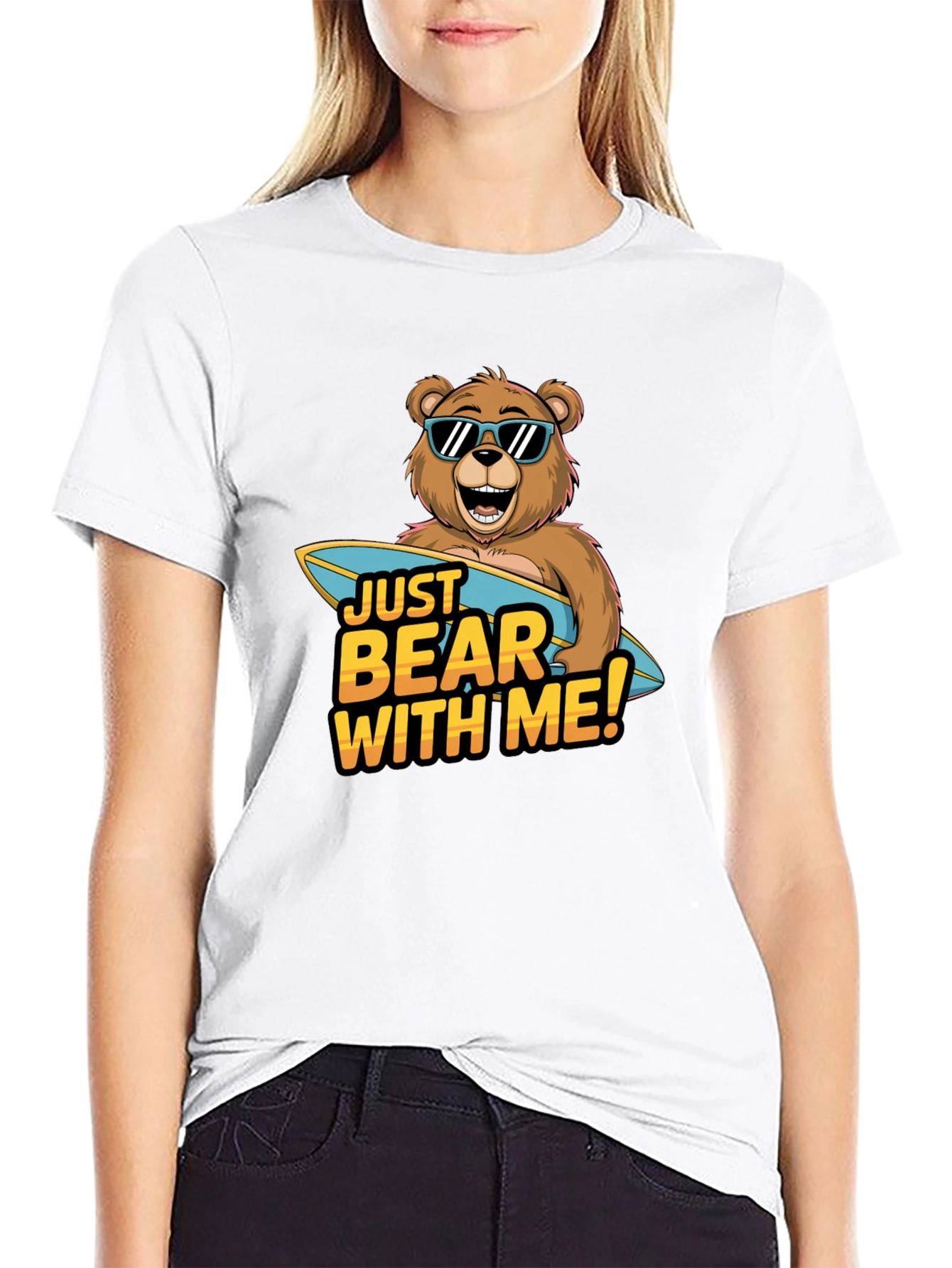 Camiseta Negra Oso Surfista: ¡Ten Paciencia Conmigo!