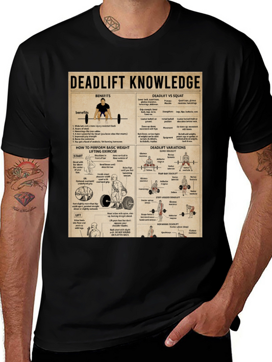 Camiseta Negra Deadlift Knowledge - Levantamiento de Pesas