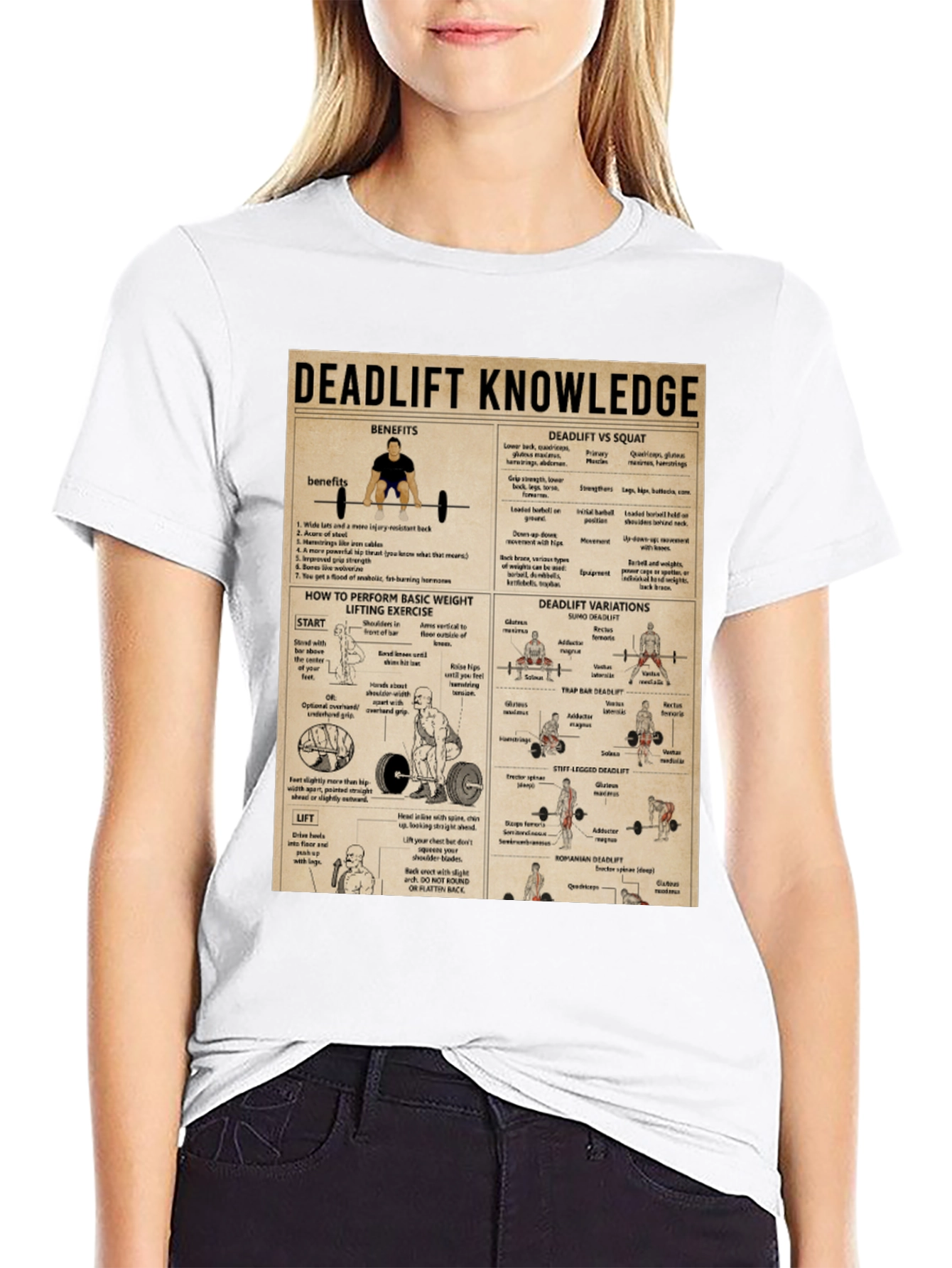 Camiseta Negra Deadlift Knowledge - Levantamiento de Pesas