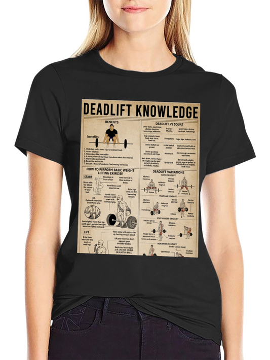 Camiseta Negra Deadlift Knowledge - Levantamiento de Pesas