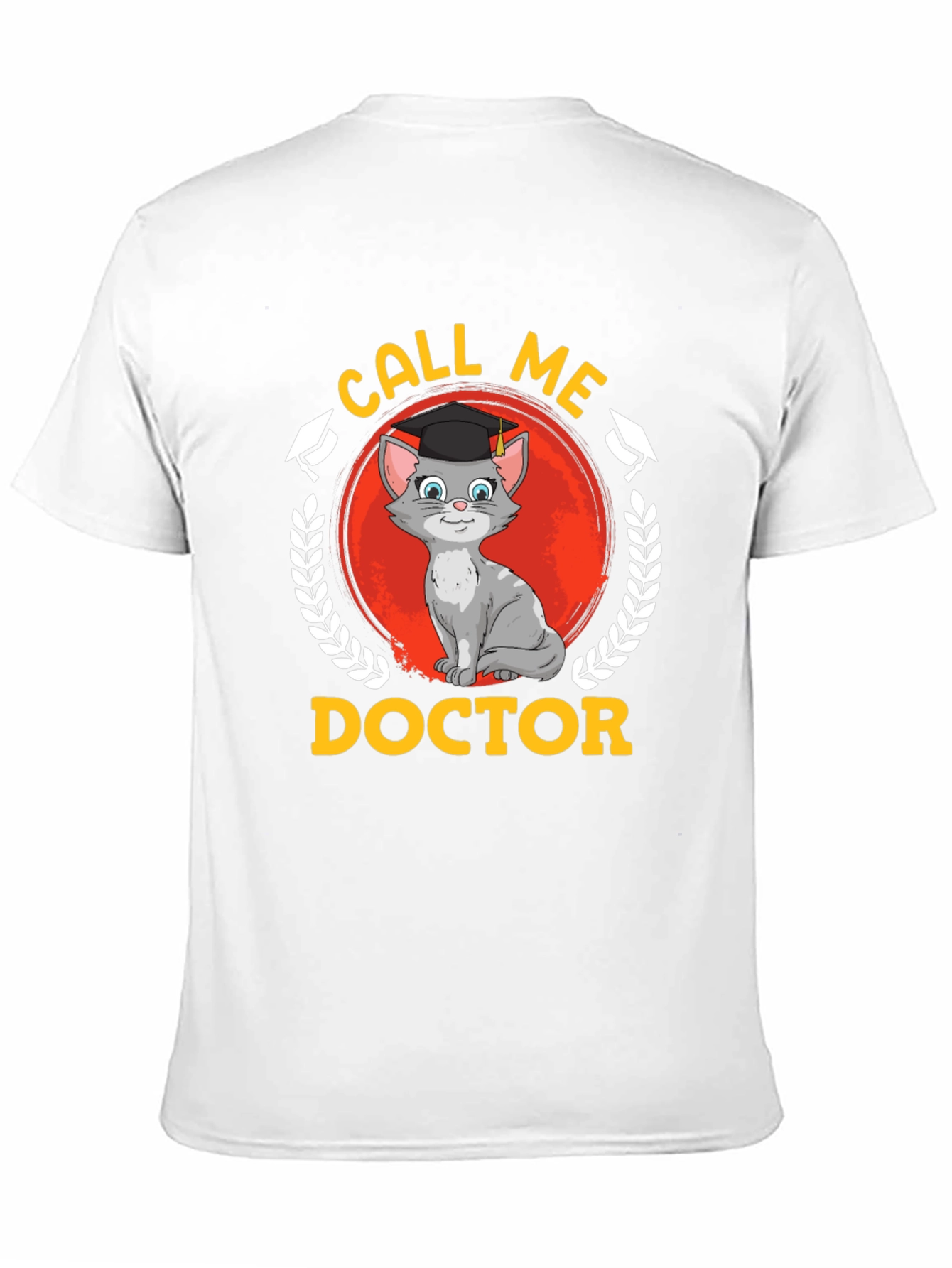 Camiseta Negra Llámame Doctor Gato Graduado