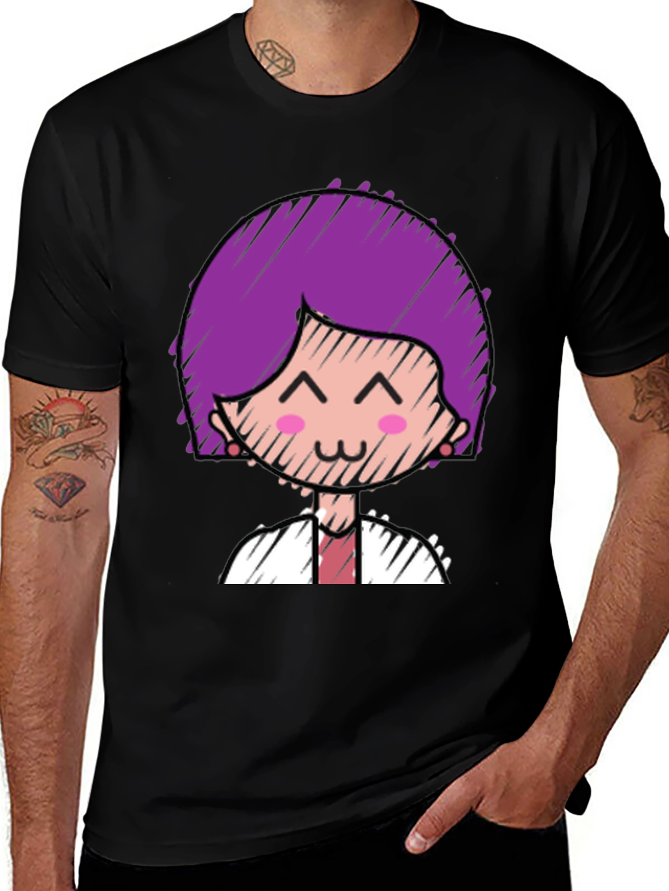 Camiseta Negra con Diseño de Dibujo Animado