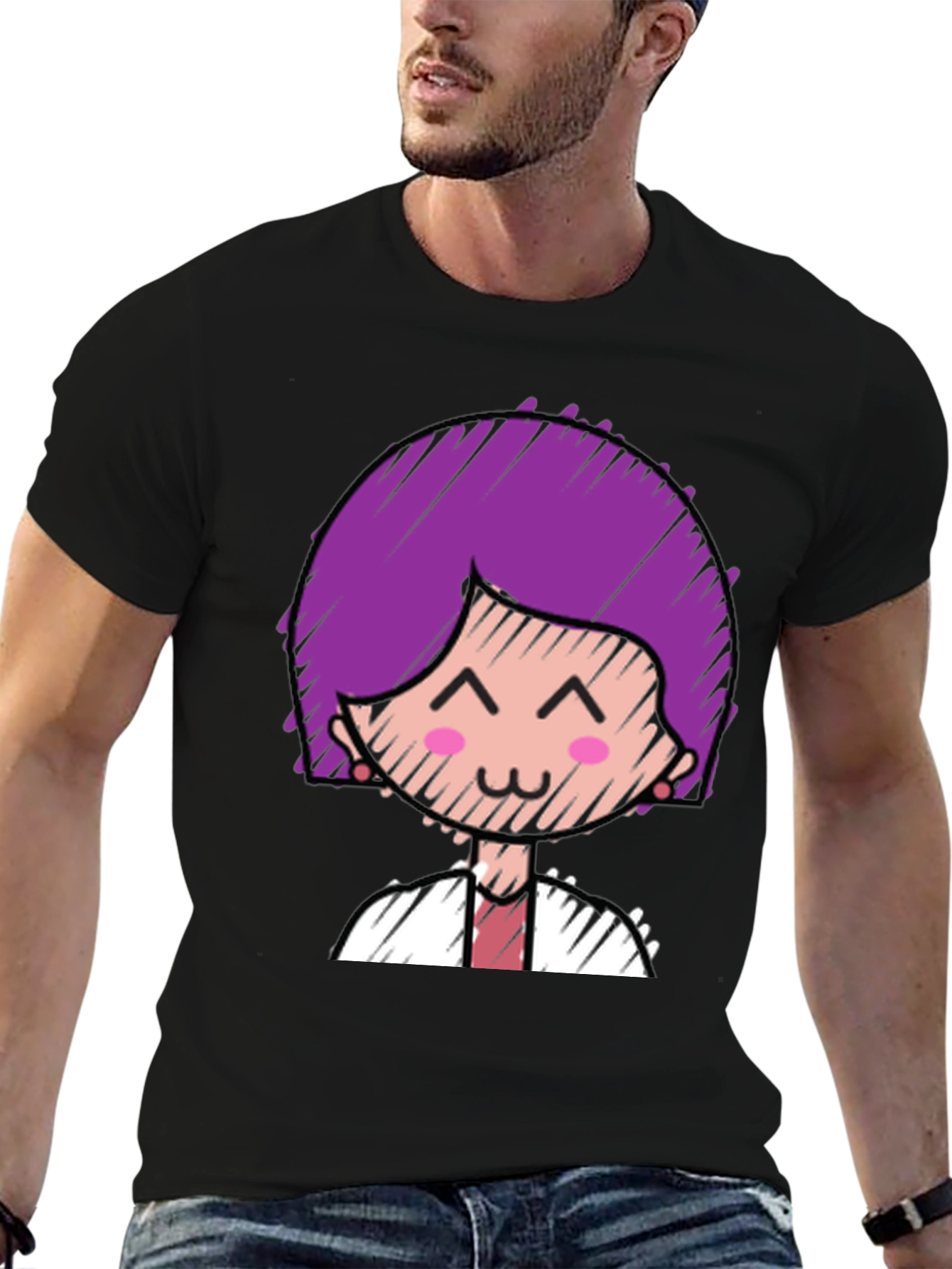 Camiseta Negra con Diseño de Dibujo Animado