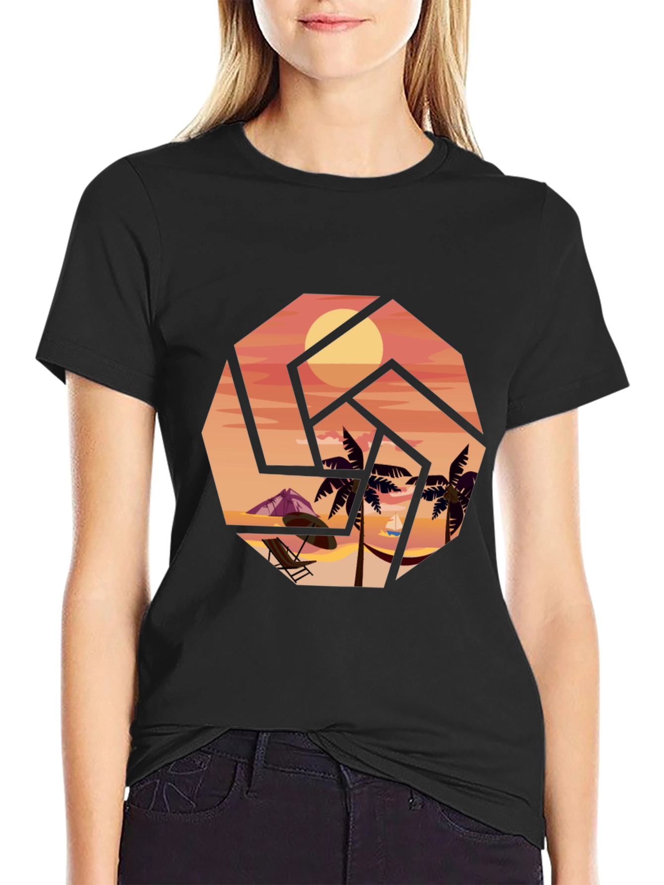 Camiseta Negra Sunset Beach