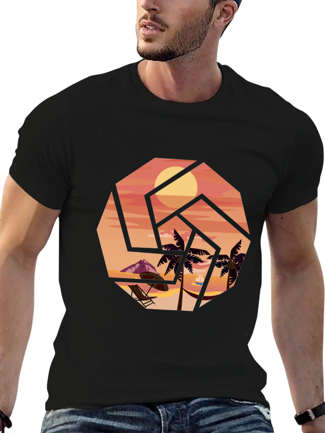 Camiseta Negra Sunset Beach
