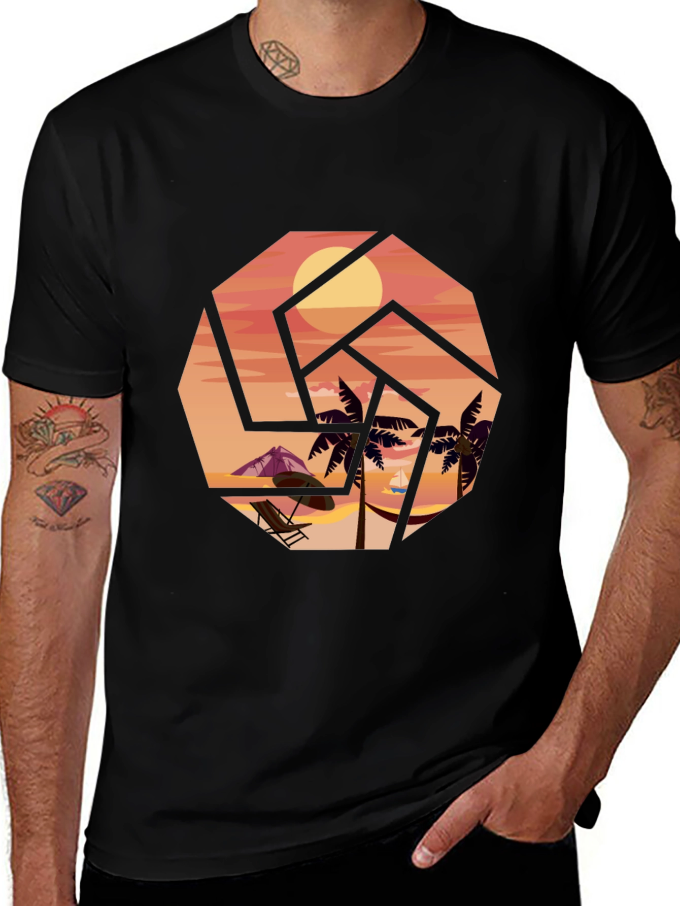 Camiseta Negra Sunset Beach