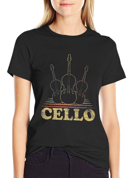 Camiseta Negra Vintage Cello para Músicos