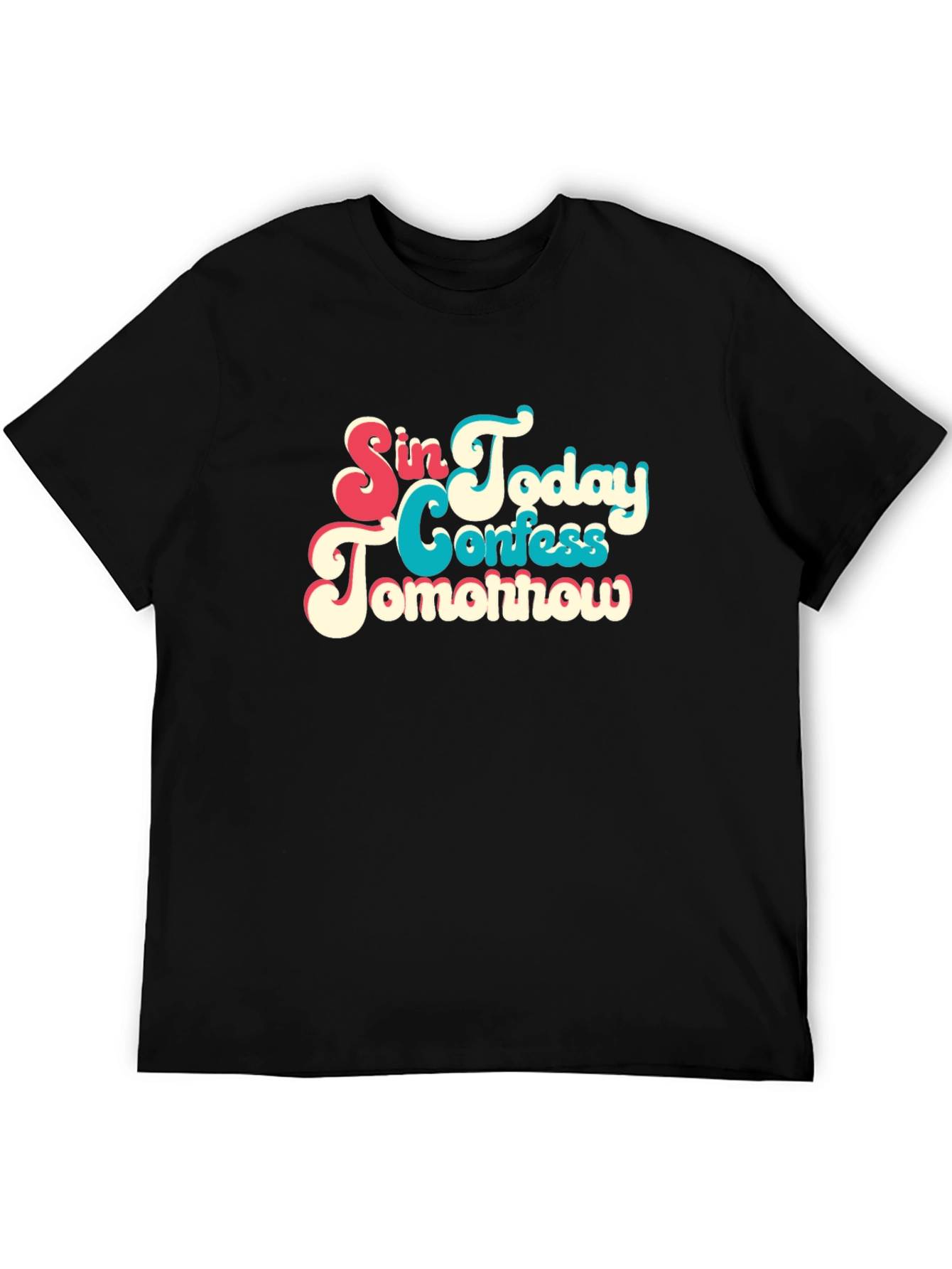Camiseta Negra con Diseño Divertido: Peca Hoy Confiesa Mañana