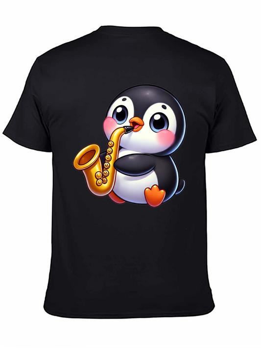 Camiseta Negra con Pingüino Músico