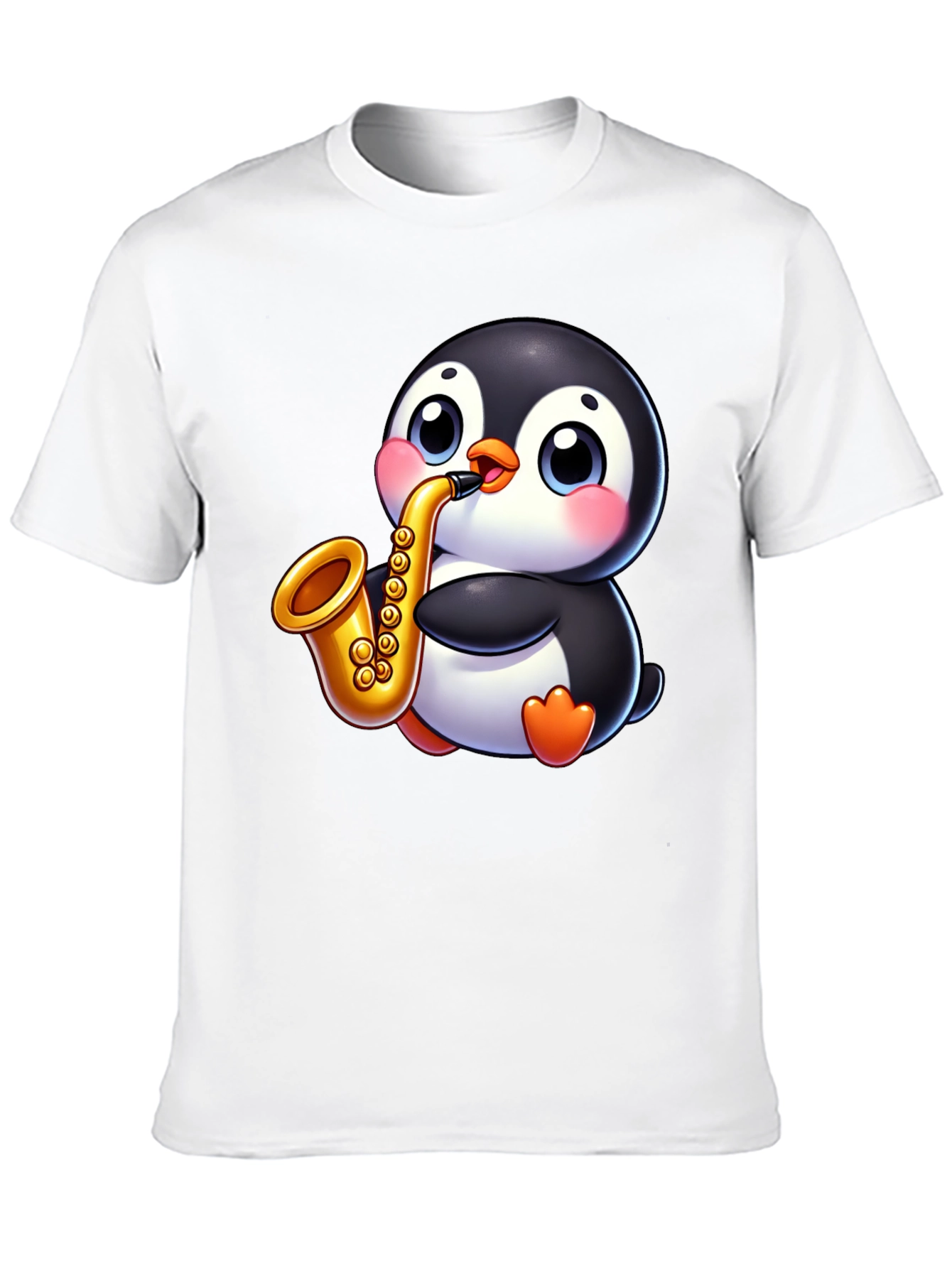 Camiseta Negra con Pingüino Músico