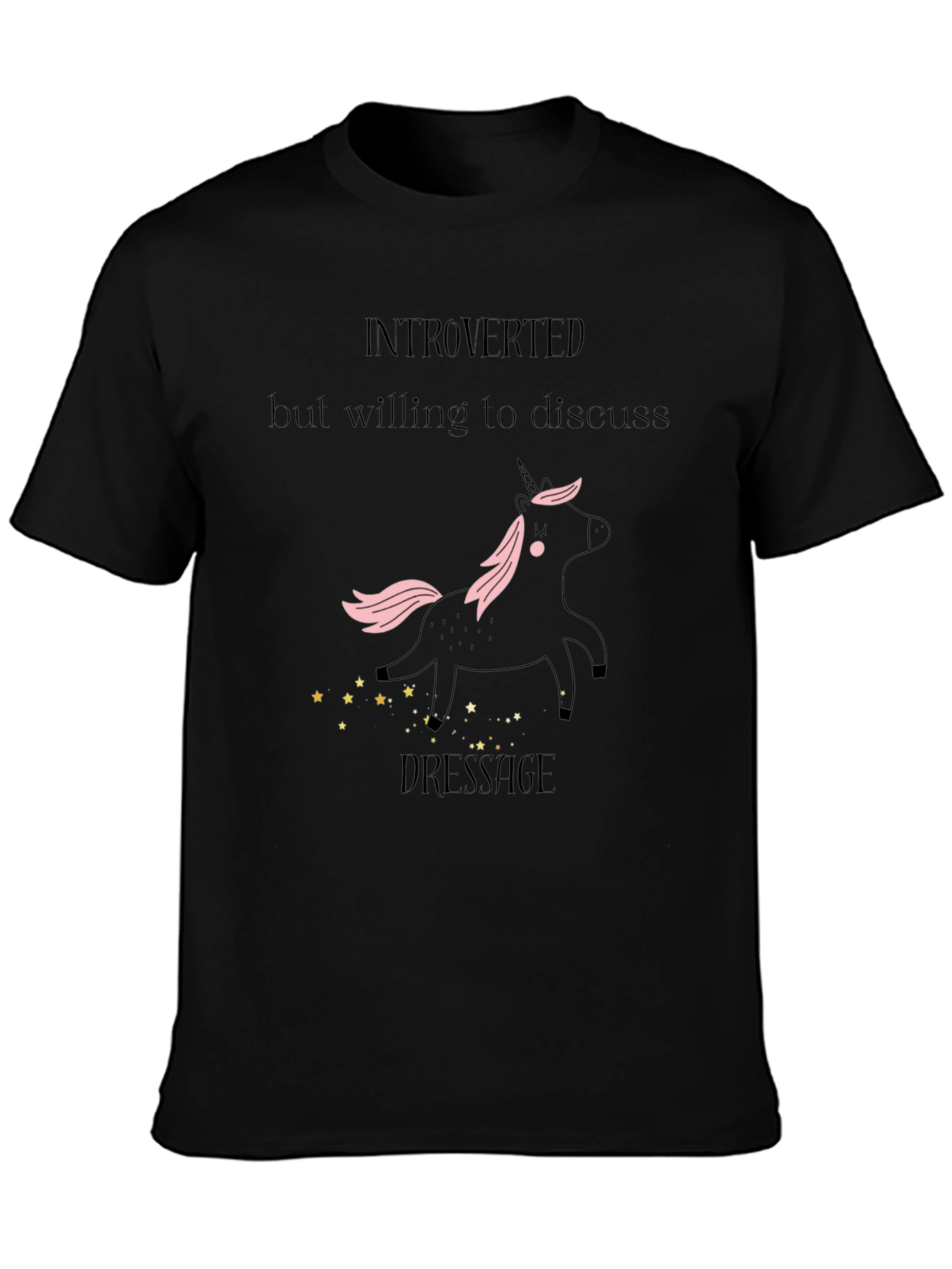 Camiseta Negra Unicornio Dressage Introvertido
