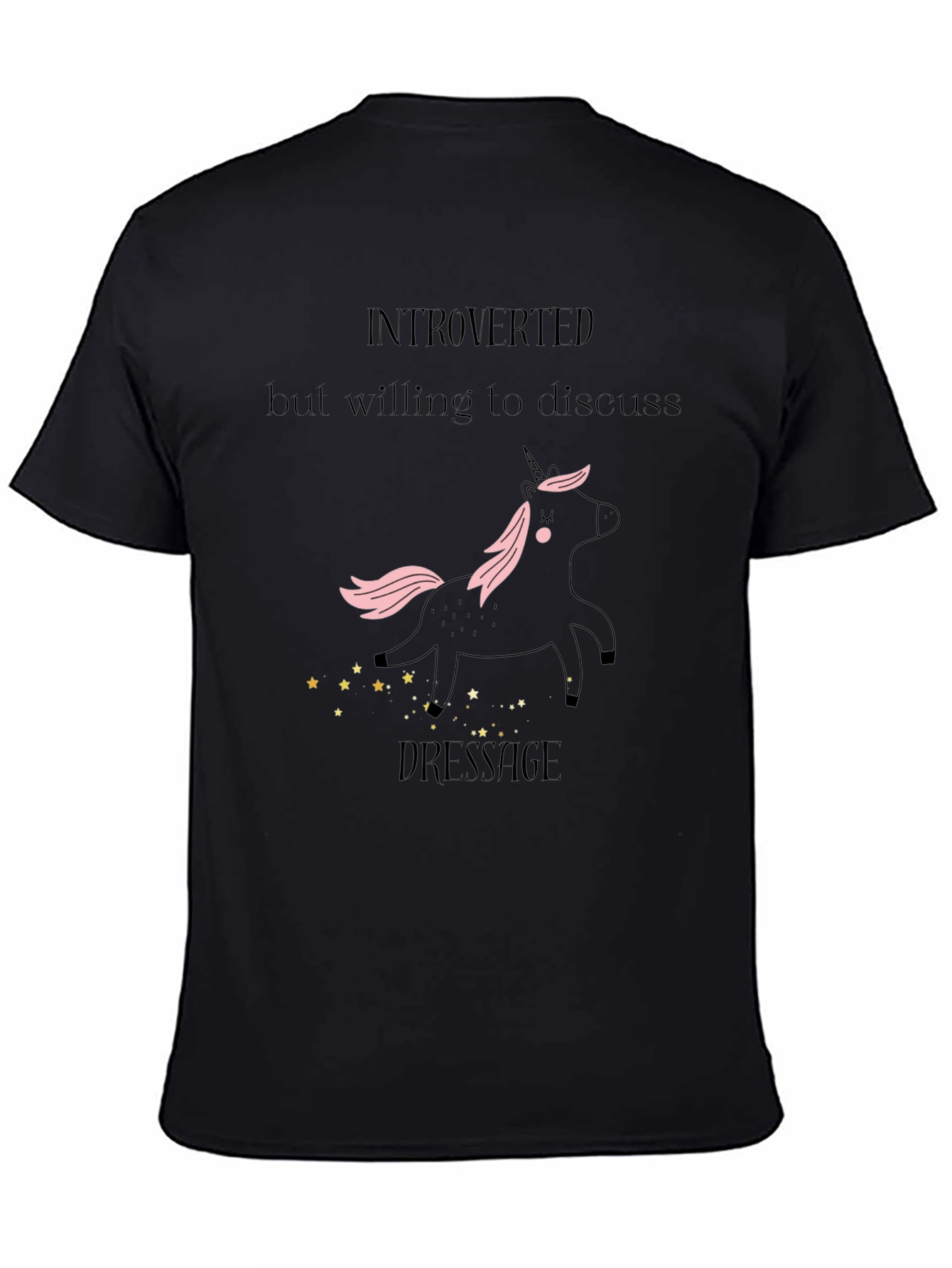 Camiseta Negra Unicornio Dressage Introvertido