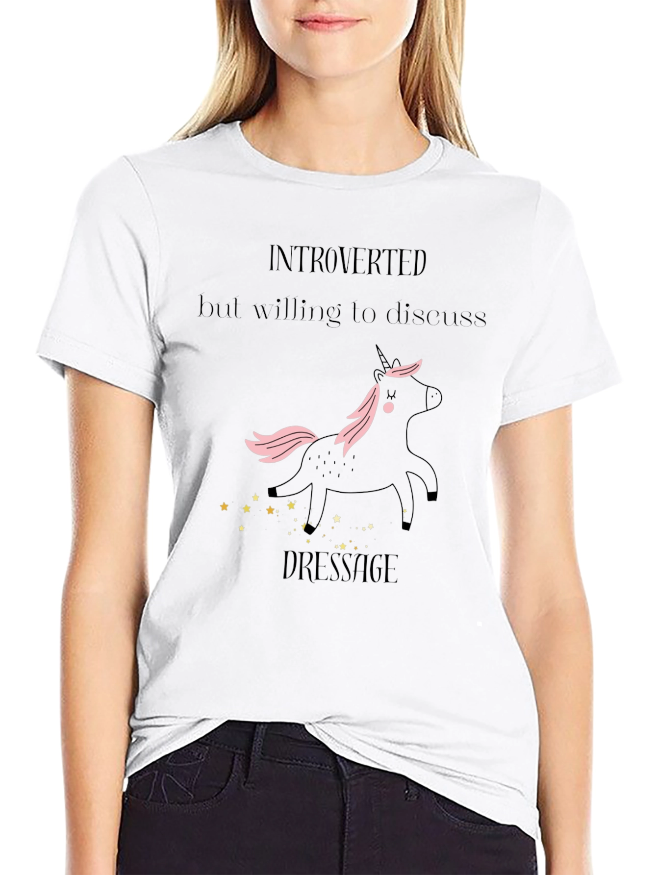 Camiseta Negra Unicornio Dressage Introvertido