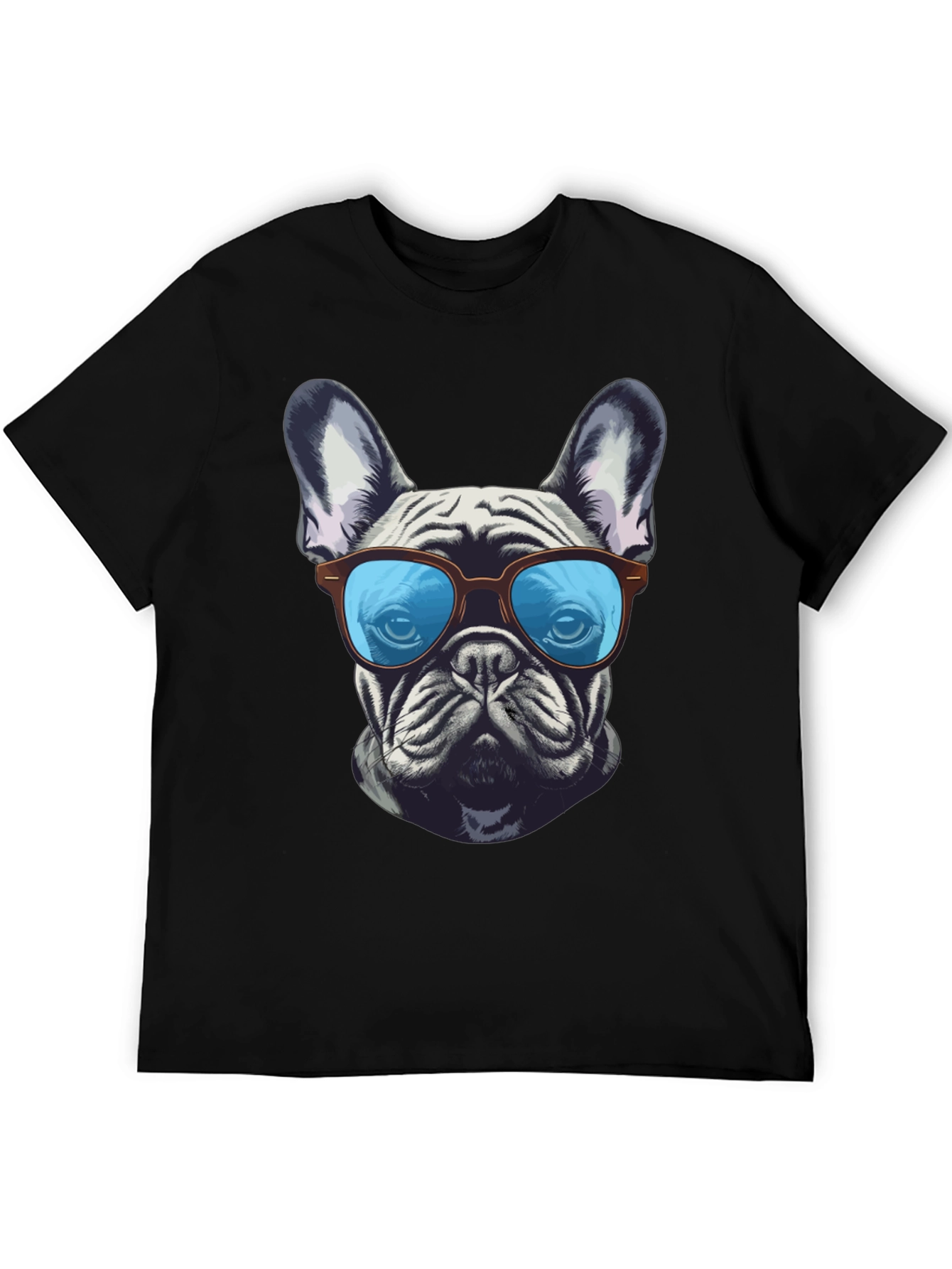 Camiseta Negra con Diseño de Bulldog Francés Cool
