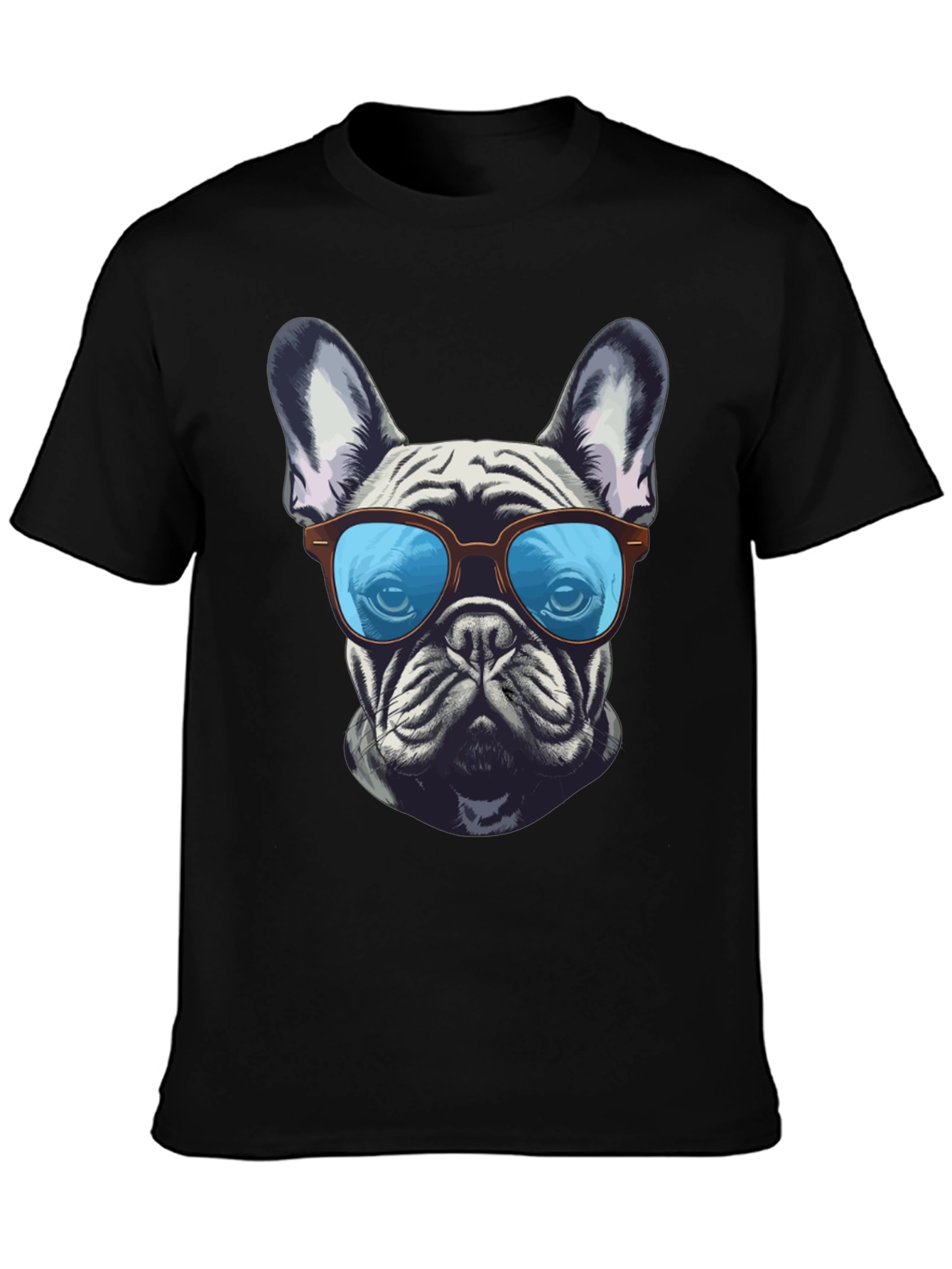 Camiseta Negra con Diseño de Bulldog Francés Cool