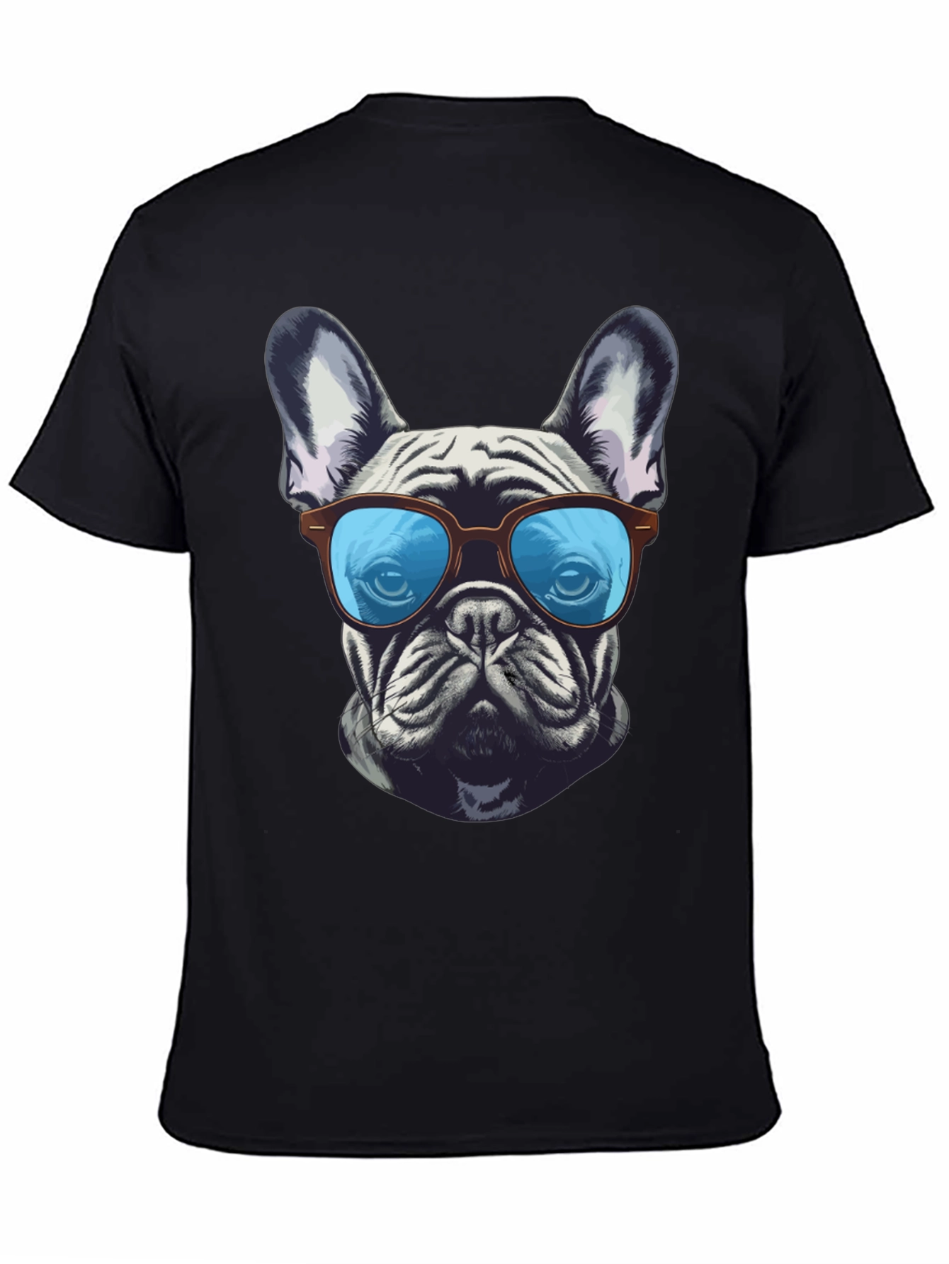 Camiseta Negra con Diseño de Bulldog Francés Cool