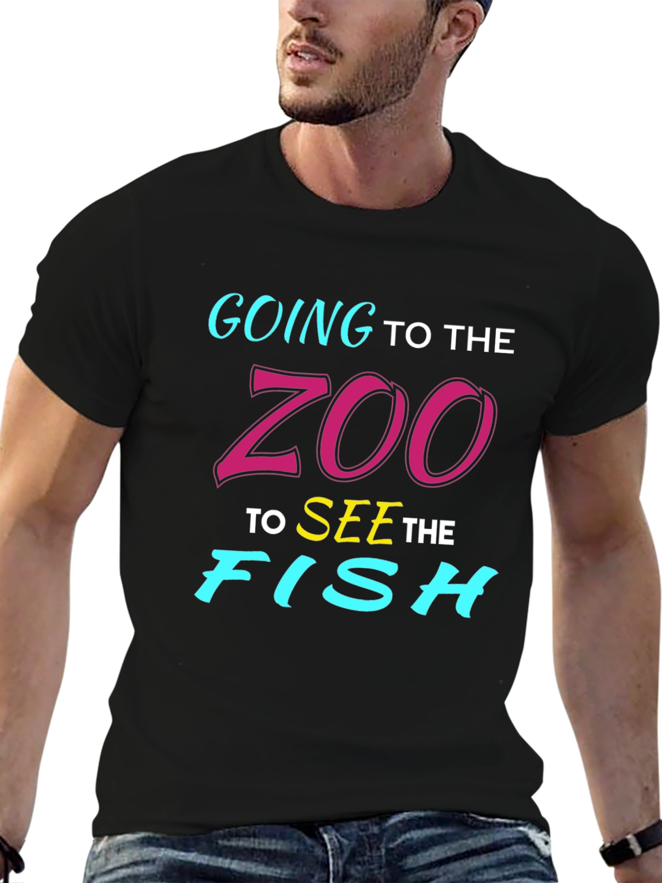 Camiseta Negra Vamos al Zoo a Ver Peces