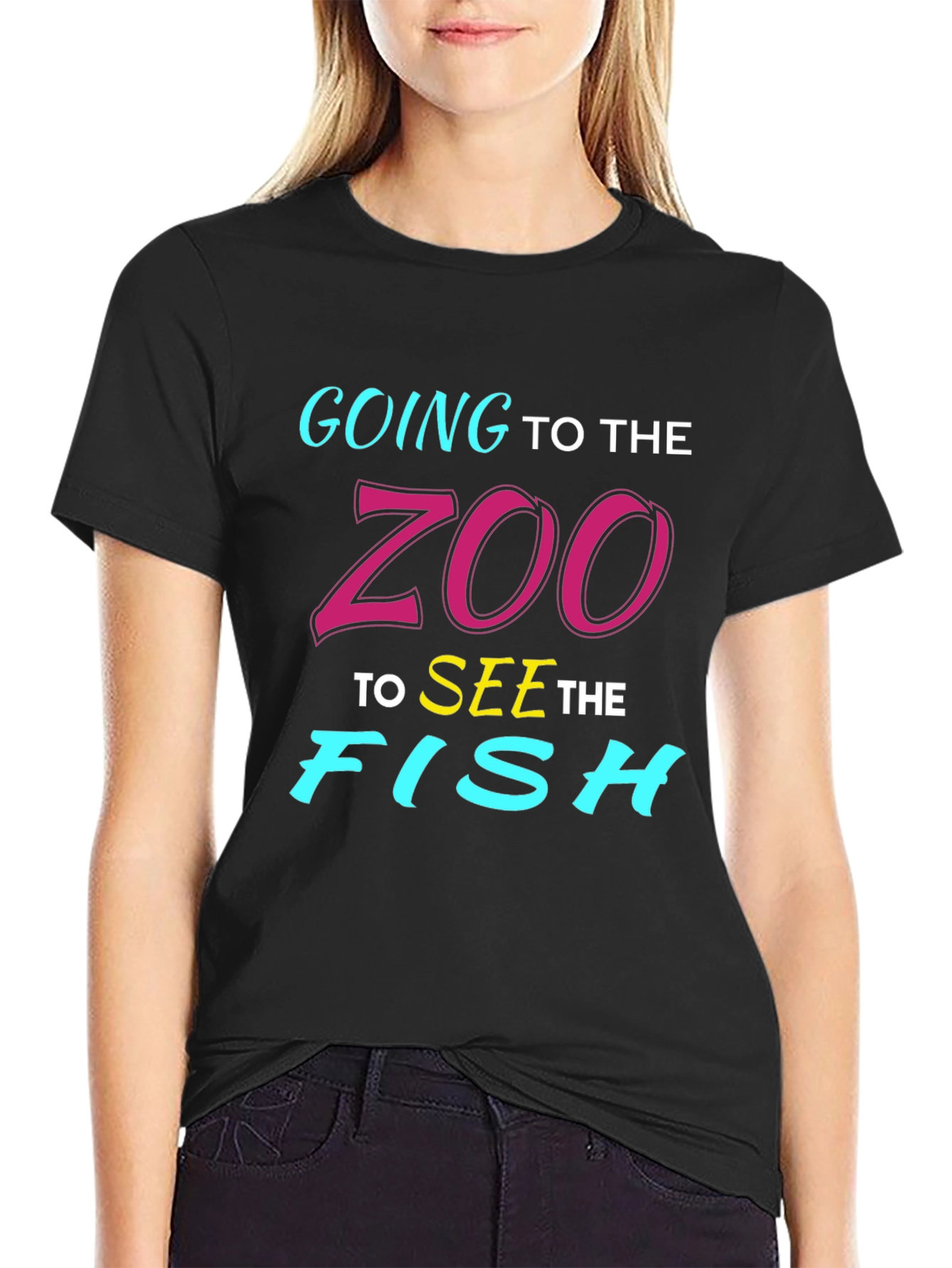 Camiseta Negra Vamos al Zoo a Ver Peces