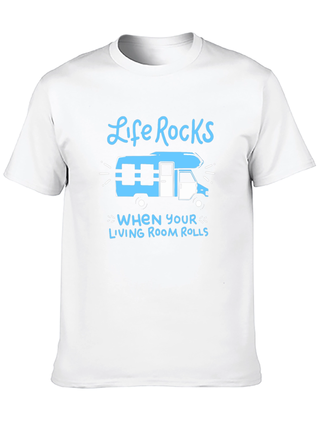 Camiseta Negra Life Rocks con Diseño de Autocaravana