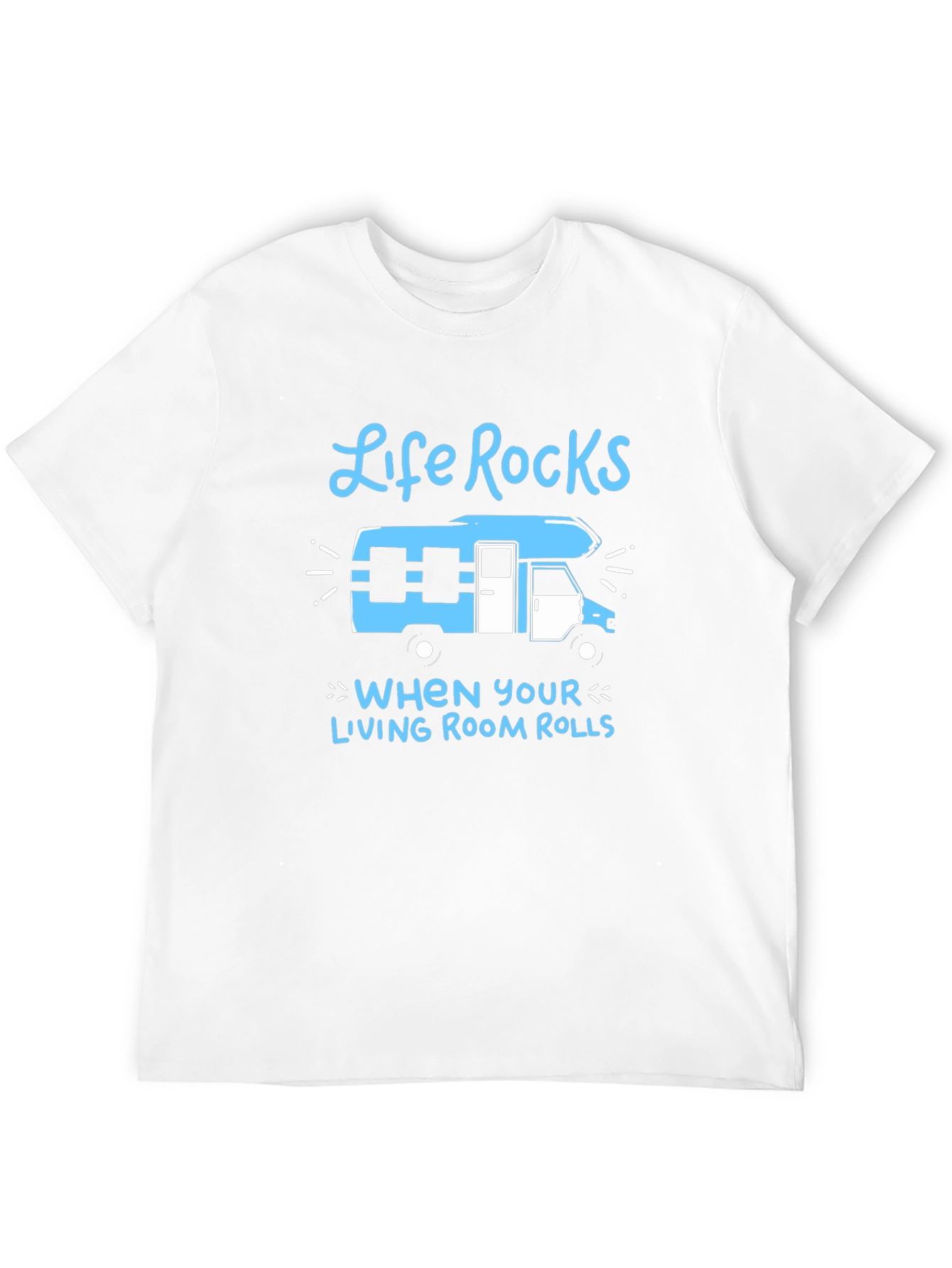 Camiseta Negra Life Rocks con Diseño de Autocaravana