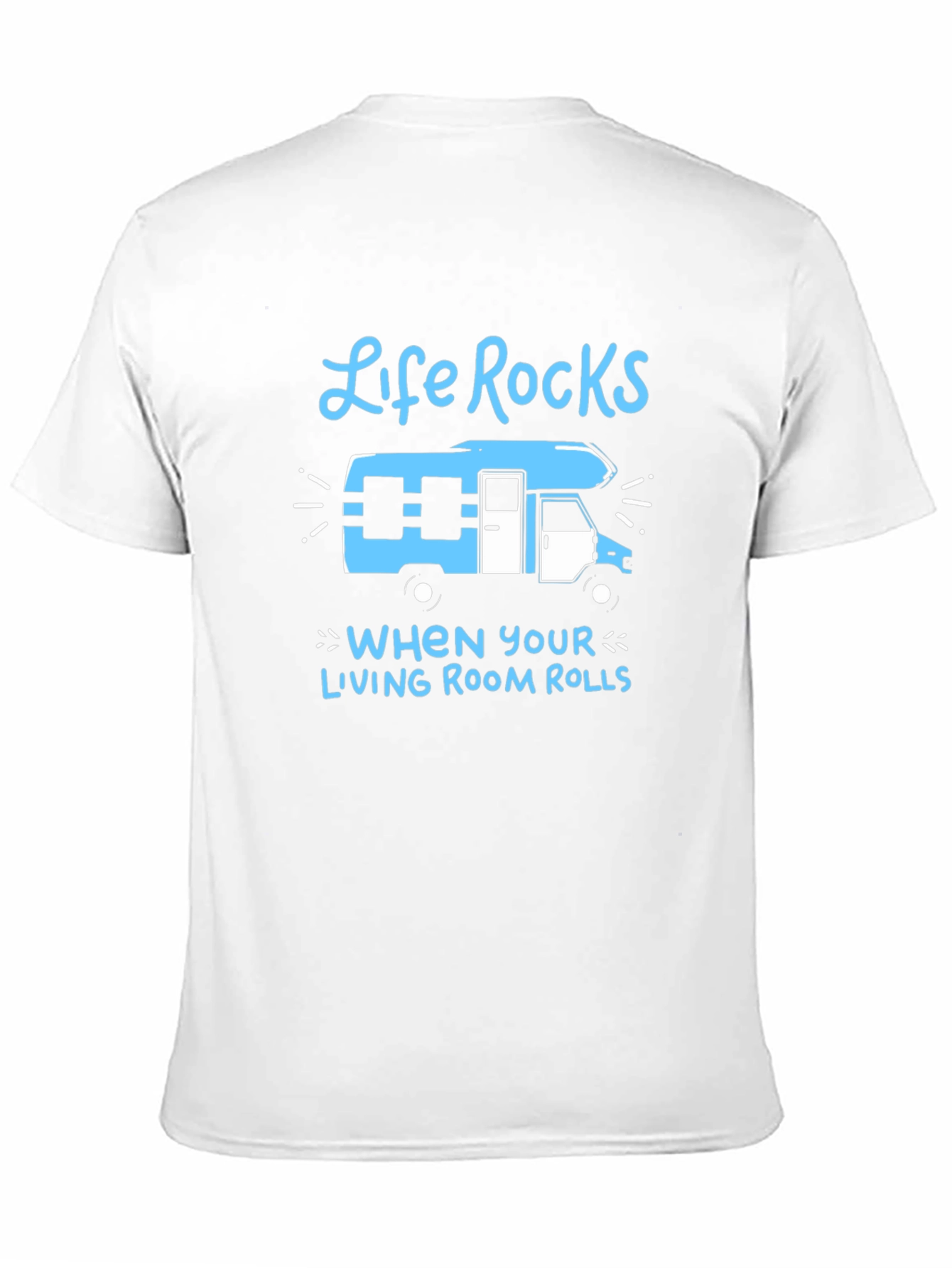 Camiseta Negra Life Rocks con Diseño de Autocaravana