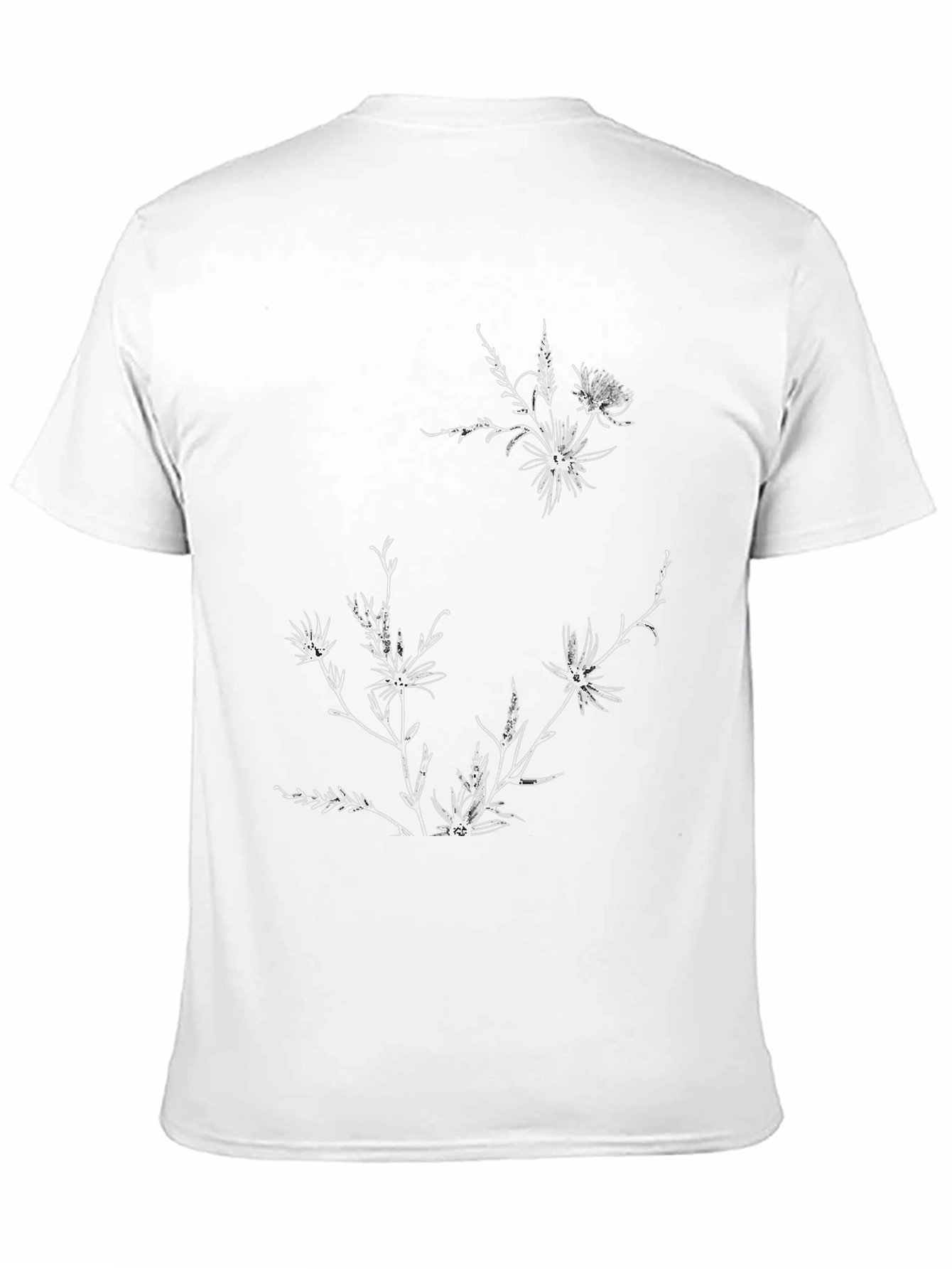 Camiseta Negra con Diseño Floral Blanco