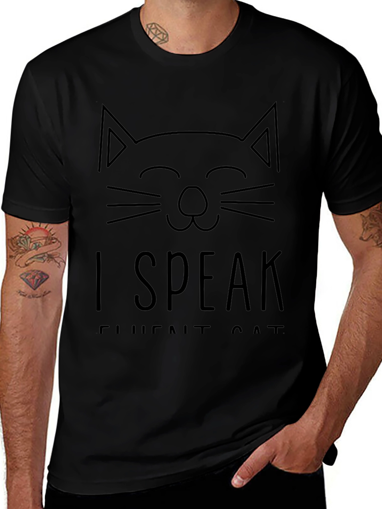 Camiseta Negra Hablo Cat Fluente Unisex