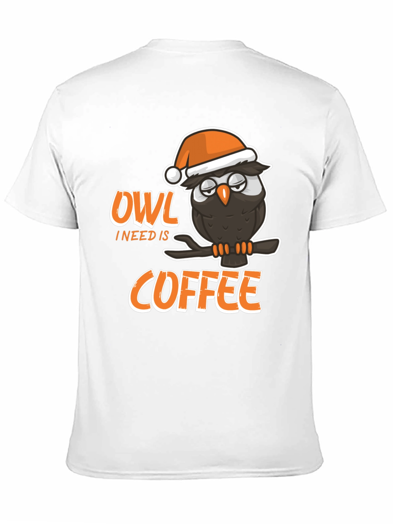 Camiseta Negra con Búho y Café