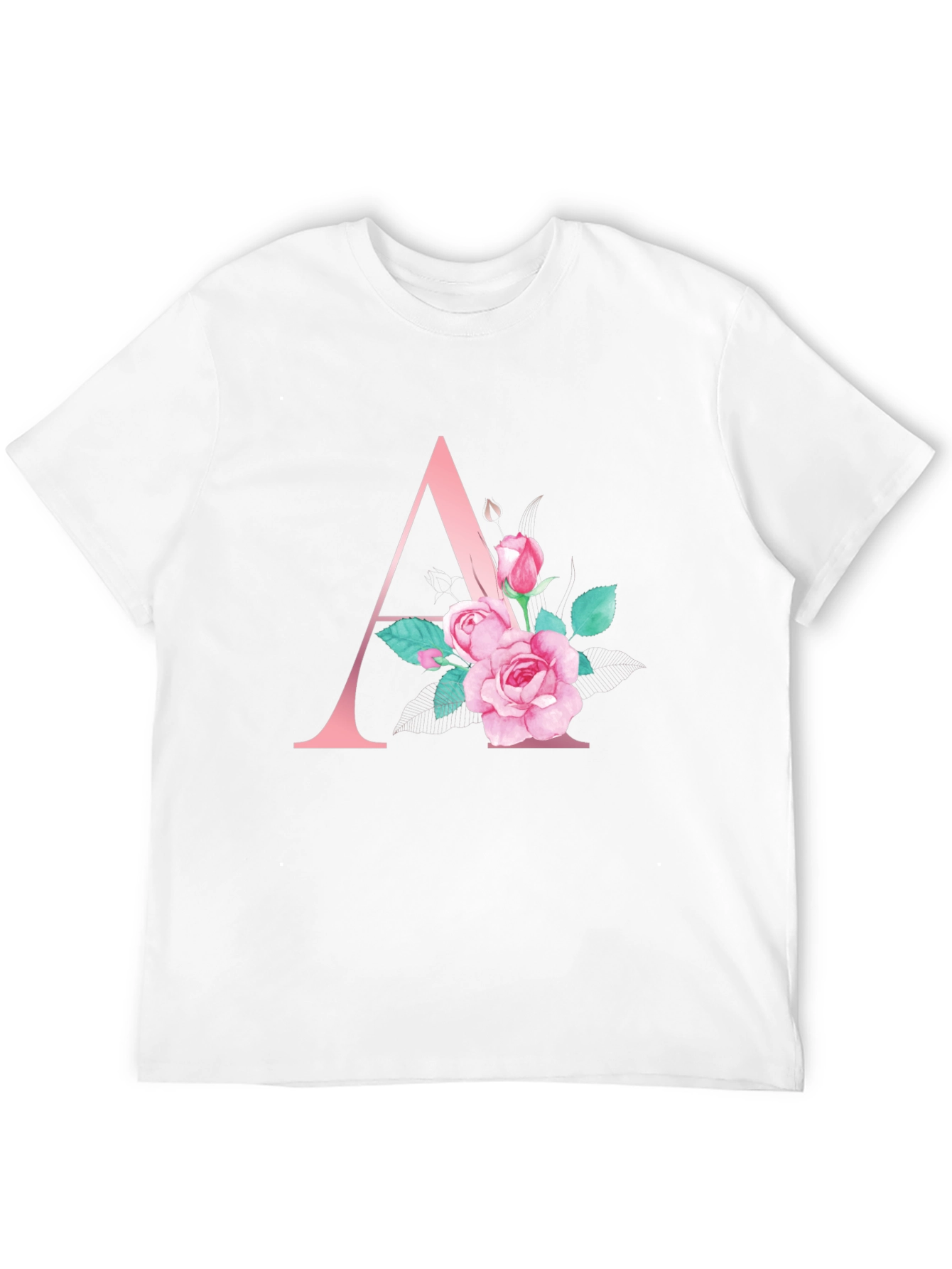 Camiseta Negra con Letra A Floral