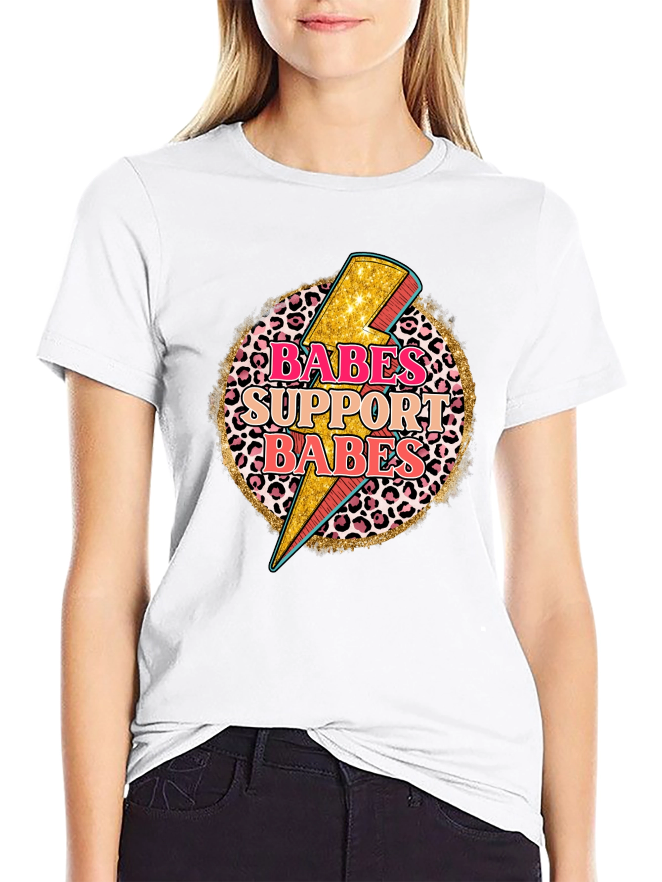 Camiseta Negra con Diseño Babes Support Babes